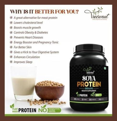 TREOWNUT TREOWNUT Soya Protein Isolate - Unflavoured Vegan Protein Supplement Powder with 27g Protein Per Serving - Perfect Plant-Based Protein Source for Vegans Fitness Enthusiasts