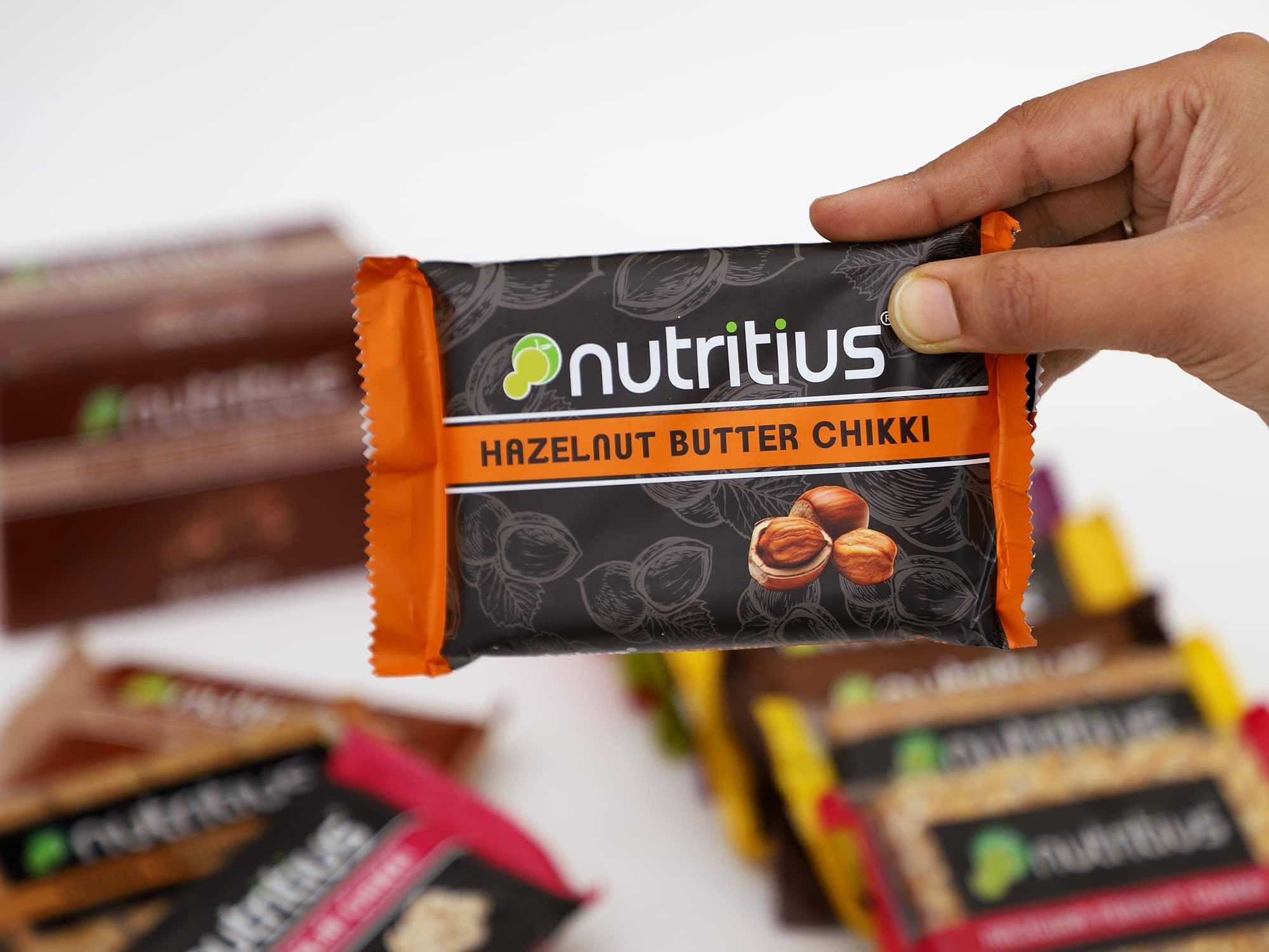 Nutritius Nutritius Hazelnut Butter Chikki, 125 grams (Pack Of 10) - Family Pack