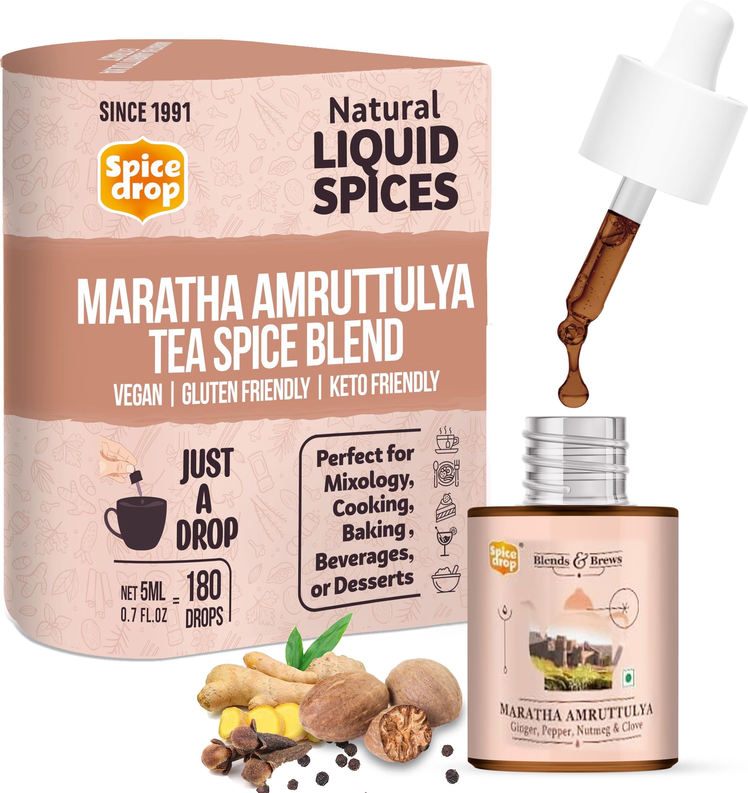 Spice Drop Spice Drop Maratha Amruttulya Chai Masala Extract | Contains Ginger, Clove & Nutmeg | Flavors 180 cups | 5ML equals 125 grams of powder | No preservative | 1 drop per cup | Tea Masala Drops