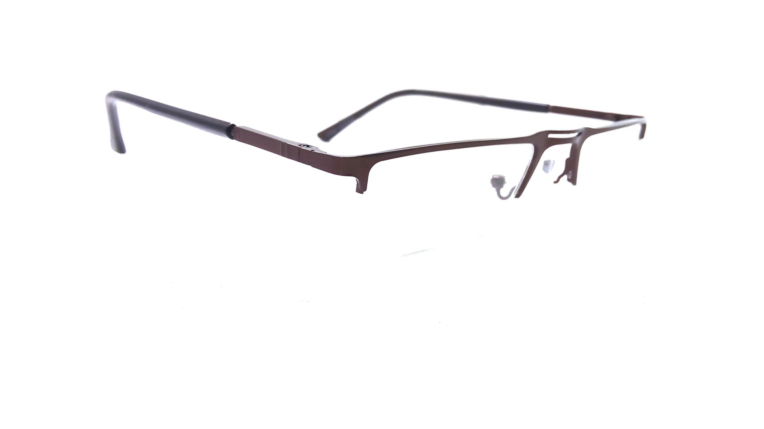 N Specs N Specs near reading glasses +2.25 power rectangle square brown colour metal half frame with unbreakable fiber glasses