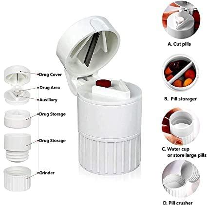 see ever see ever Pill Cutter,Pill Crusher Grinder Splitter,Portable Mini Pill Cutter for Small or Large Pills,Medicine Tablet Vitamin Organizer with Storage Container(1)