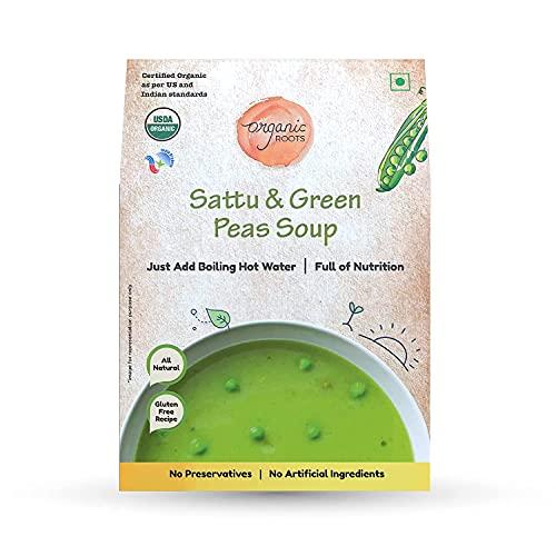 Organic Roots Organic Roots Sattu & Green Peas Instant Soup Packets, Healthy Natural Ready To Cook Vegetable Soup Mix Powder, Pack of 2 (30G Each, 230Ml)