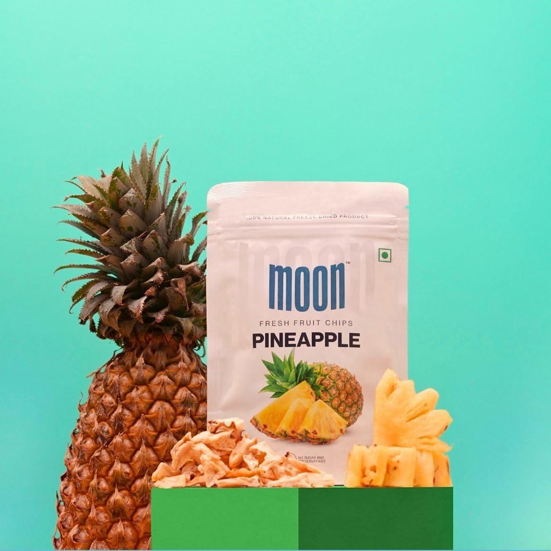 Moon Moon Freeze Dried Pineapple Chips | Healthy Pineapple Snack | 100% Natural, Vegan, No Preservatives, No Added Sugar | 16 Gm | Moon_Pineapple_Chips | (16Gm) Pack of 3