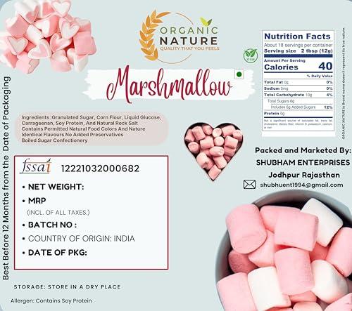 ORGANIC NATURE Organic Nature Combo Pack of Marshmallows Pure Veg 100 Pieces Each Total 200 Pieces Assorted Fruit Flavours Mini Marshmallow Candy Vegan Perfect for Kids and Adults