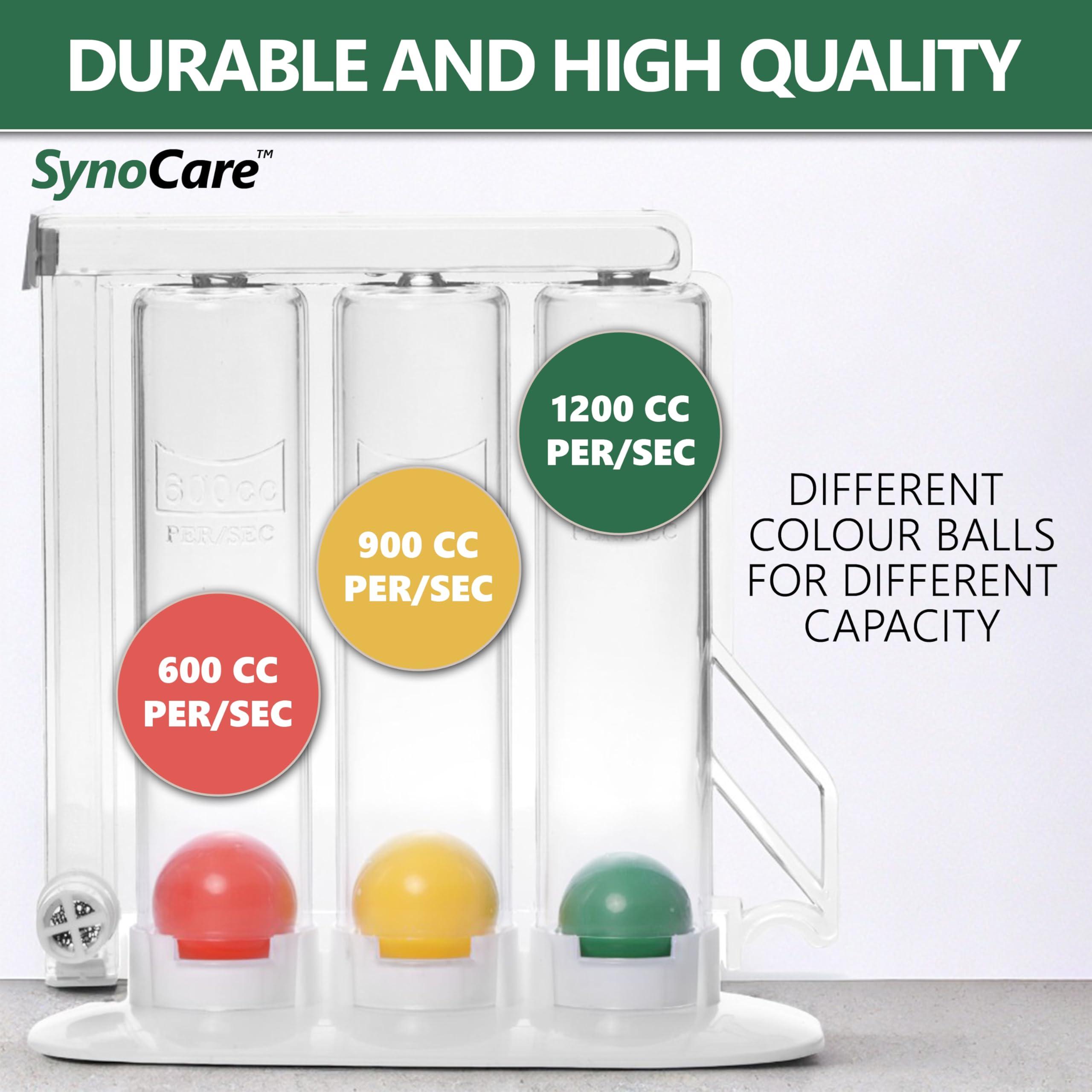 Synergy Intact Synocare Masks For CPAP BIPAP NIV 3 Ball Spirometer | Lung Exerciser | Respiratory Exerciser | Breathing Exercise | Respirometer | Breath Measurement System | Deep Breathing Lung Exerciser | Washable, Hygienic & Detachable- Pack Of 1