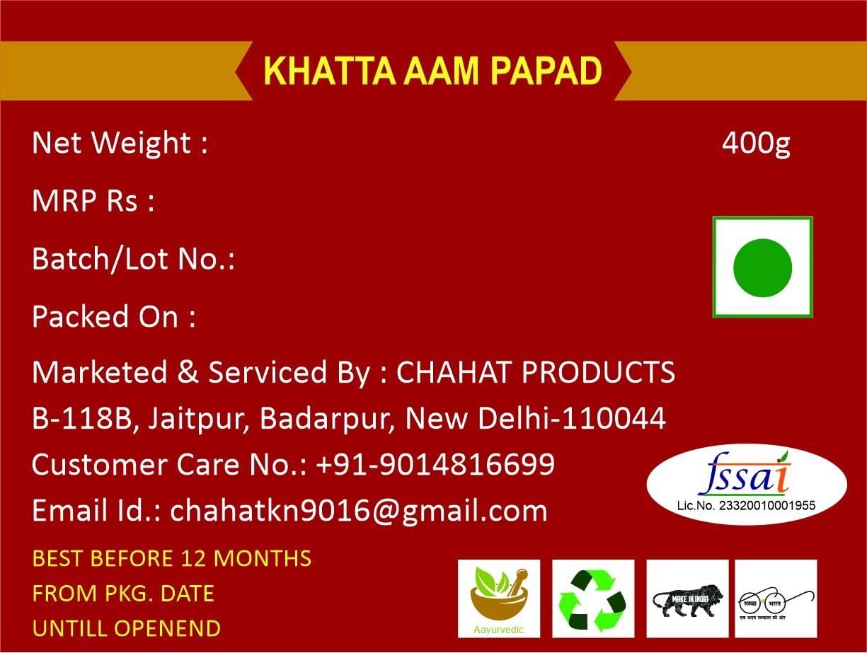 Chahat Chahat Pack Of 2 Khatta Aam Pappad Laccha Digestive Aam Papad Mango Mouth Freshener (360 G)