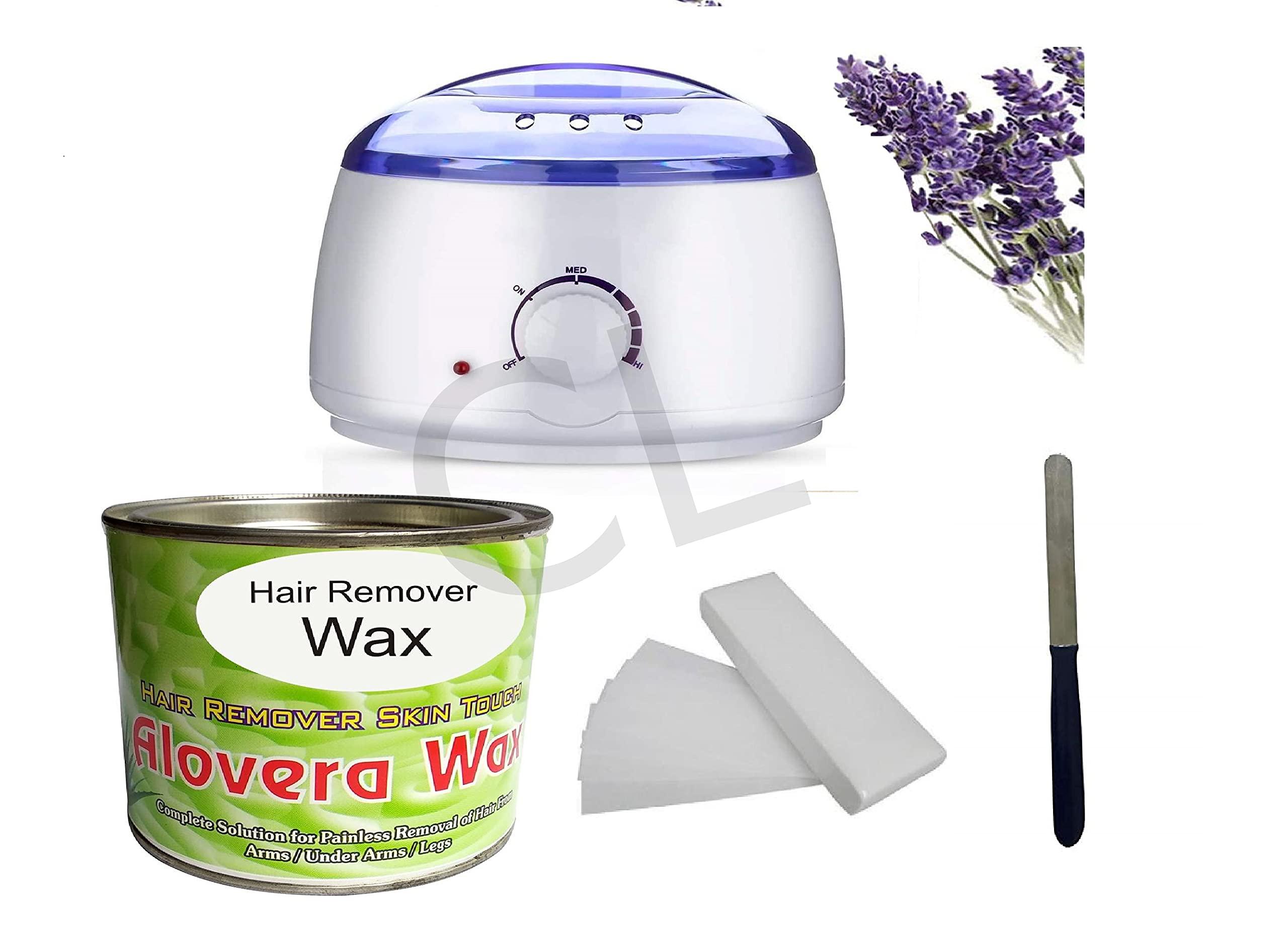 LC CL Wax Machine Kit Wax Heater Combo + Aloe Vera Wax (600) with Strips and Kinfe Hair Removal and Waxing Kit for Women - Color May Vary | Automatic Wax Heater Kit (ALOE VERA WAX)
