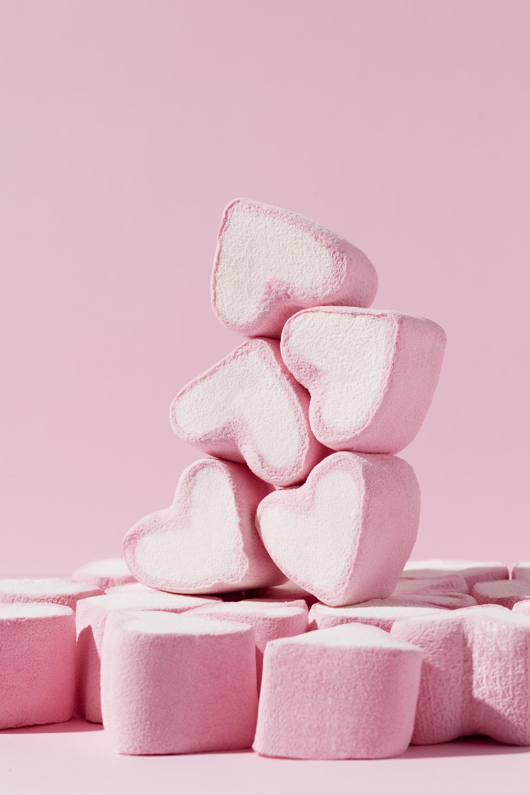 Youpick Tastify Vegan Pink & White Heart Marshmallows Candy - 175 Gms (80 Pieces) ~ Assorted Fruit Flavour ~ Pure Veg Heart Shape Marshmallow