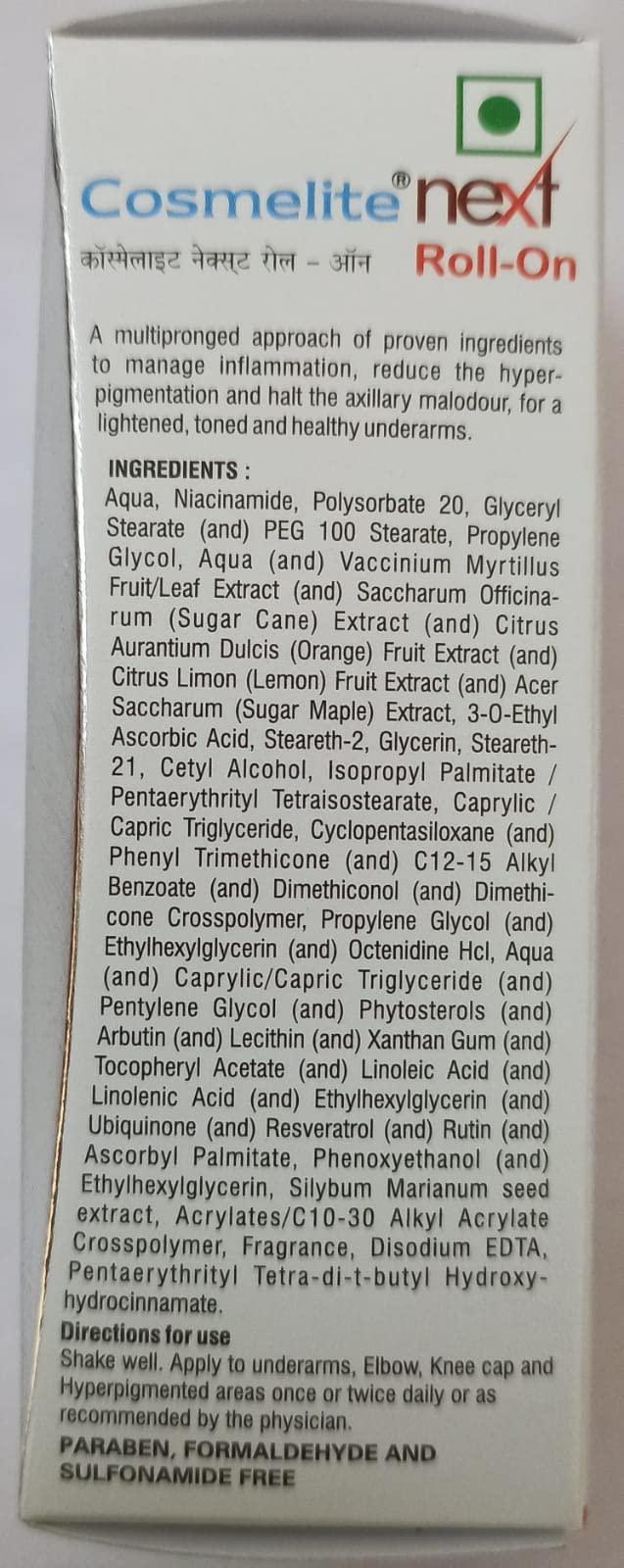 Generic Cosmelite next Roll-on 50 GM Underarm, Elbow, Knee Cap PACK OF 2