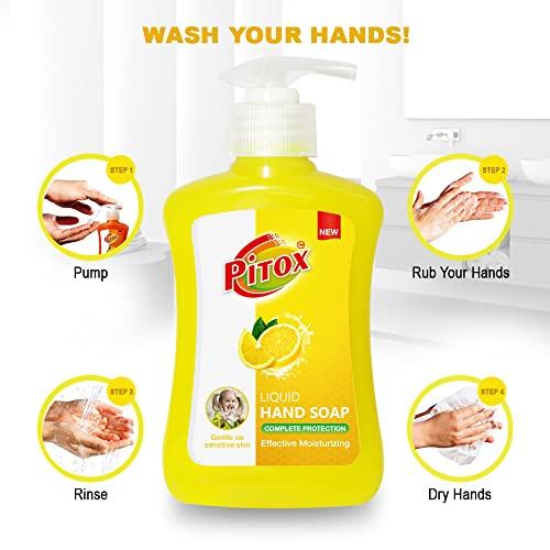Pitox Pitox liquid Hand Soap (Pack of 2-200ml each) Lemon | Moisturizing Hand Wash | Soft on Hands