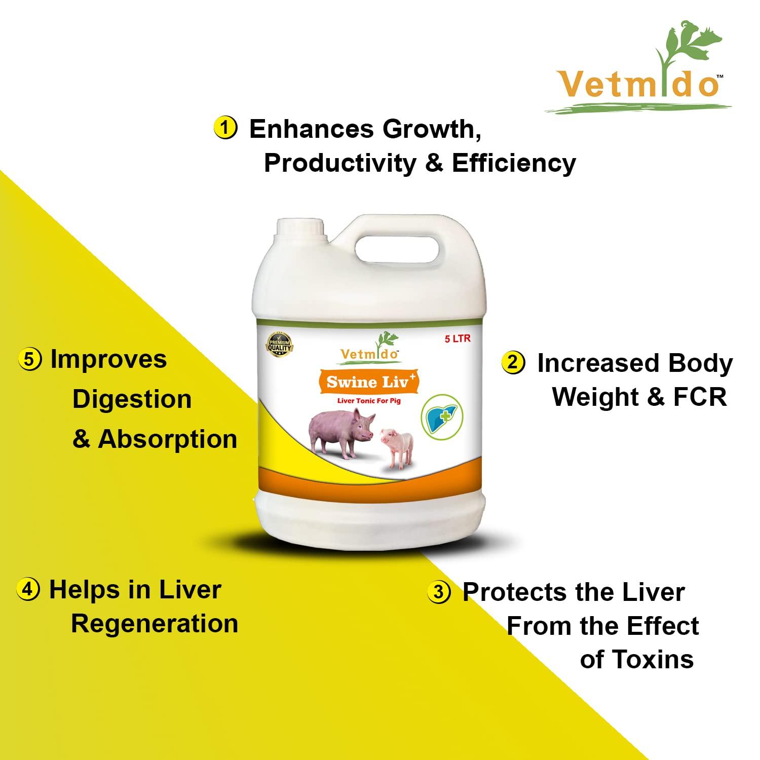 VETMIDO VETMIDO Calcium Supplement & Liver Tonic, Appetite Booster for Pig, Swine, Piglets & Piggery - (Pack of 2)