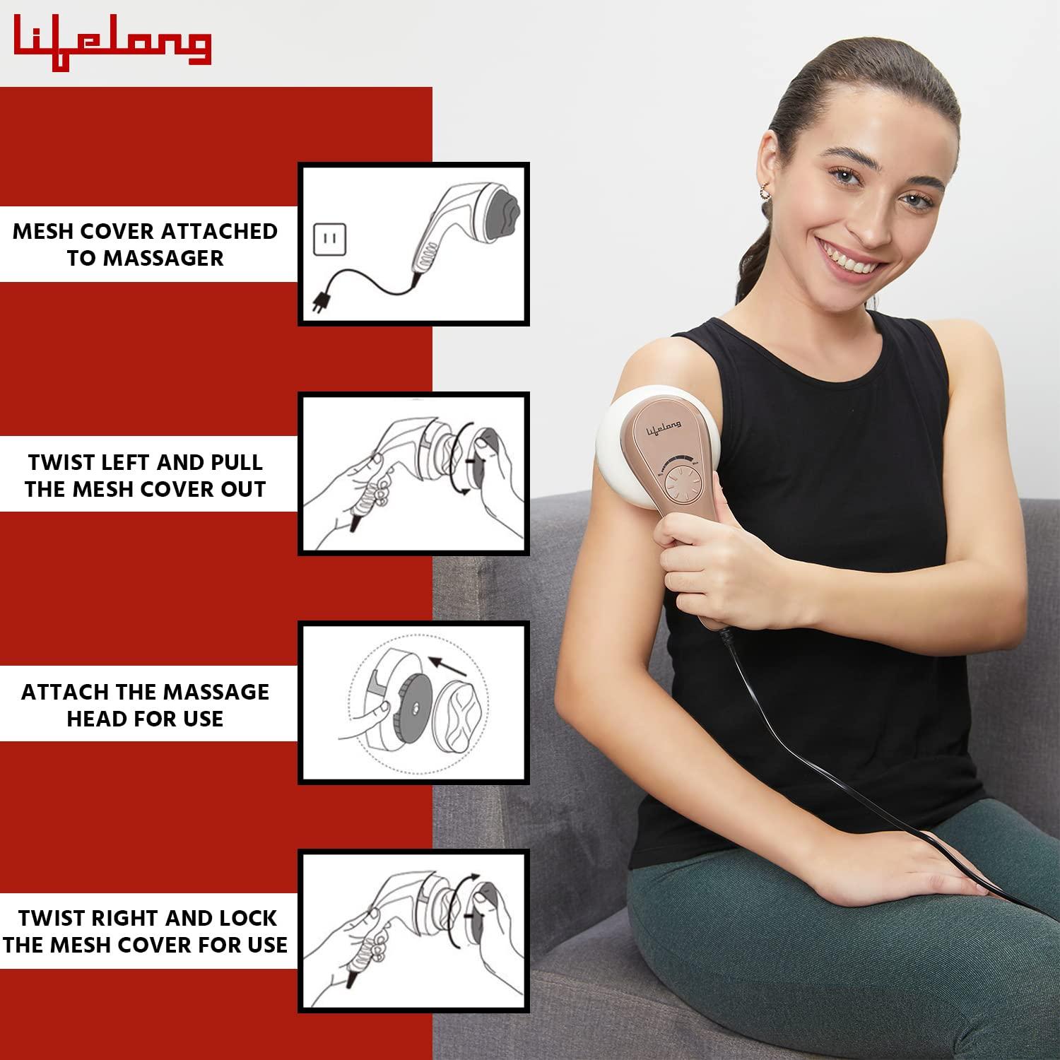 Lifelong Lifelong Full Body Massager Machine for Pain Relief | Body & Back Pain Relief Product | Handheld Electric Manipol Mini Massager | 5-Speed Settings | Best Gift for Women & Men (LLM270, Brown)