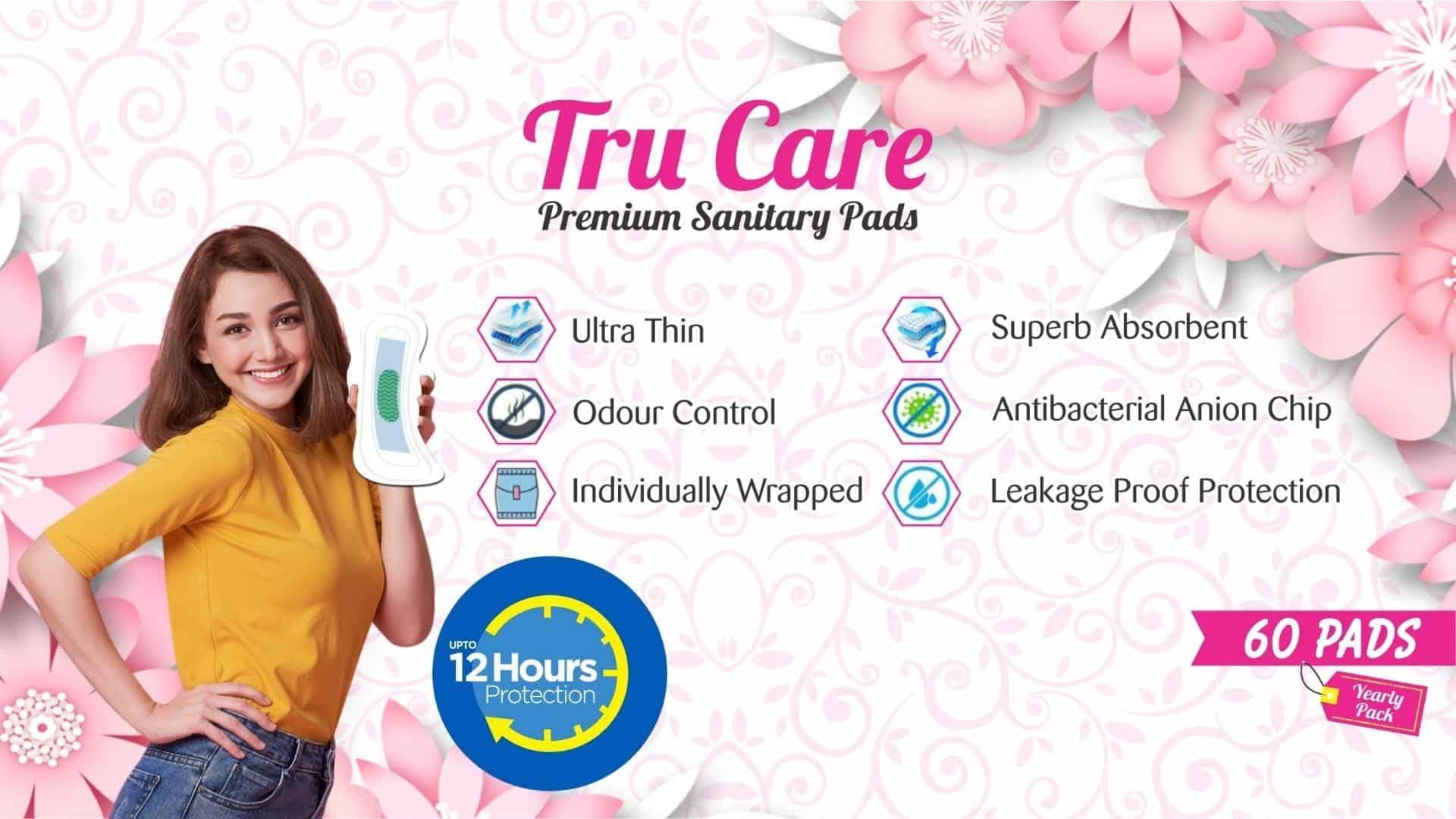 TRUE UNITY TRU CARE Premium Sanitary Pads (60 Pads)