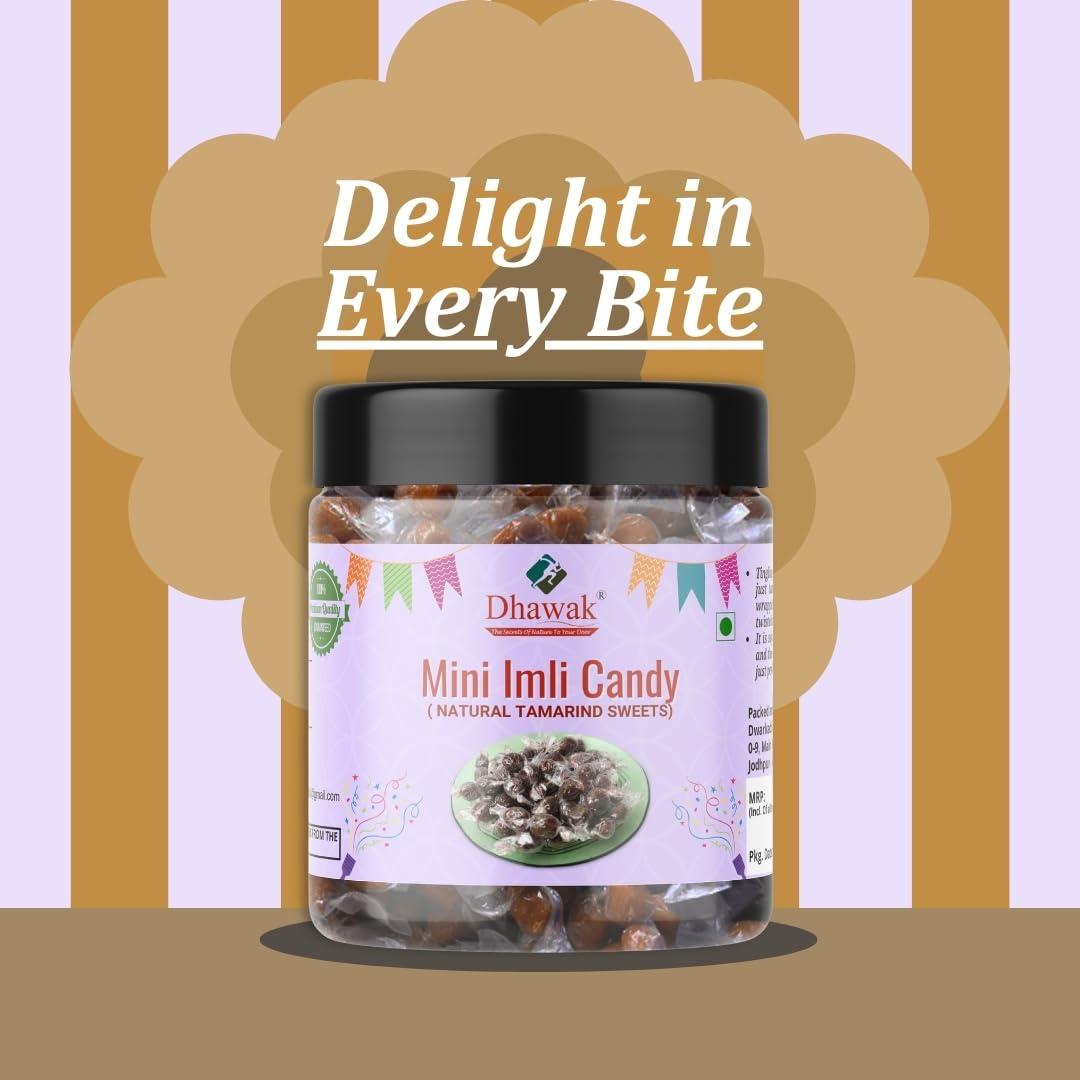 DHAWAK Dhawak Imli Candy, Khatti, Methi Imli, Tamarind Twist Candy 250 gms, Tamarind Candy [Jar Pack]