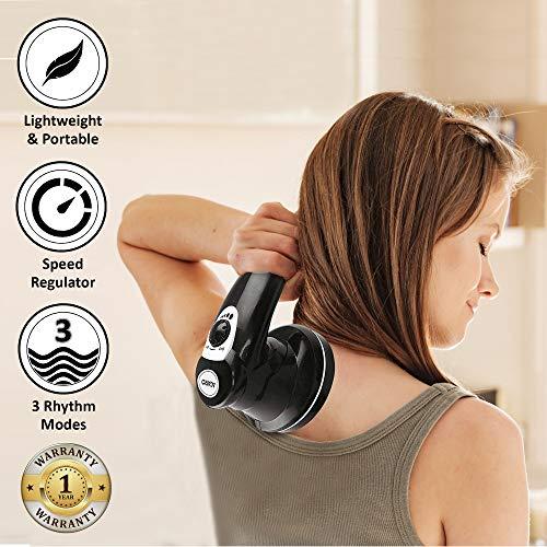AGARO AGARO Electric Handheld Full Body Massager with 3 Massage Head & Variable Speed Setting, Black & AGARO CM2109 Sonic Facial Cleansing Massager with Silicone Brush & Anti-Aging Massager - Massager Combo
