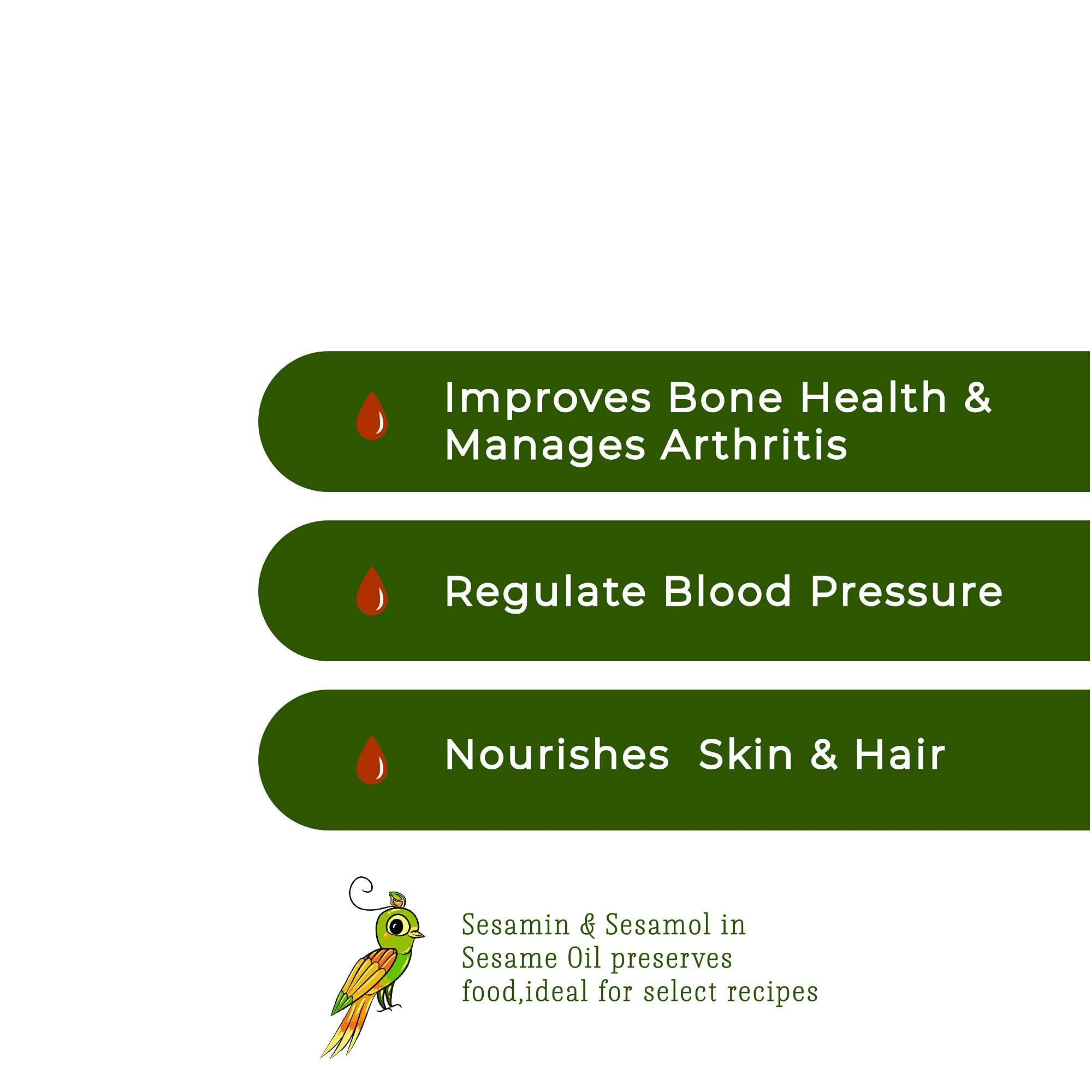 Presso PRESSO Fresh & Pure, Cold Pressed Natural Sesame (Gingelly) Oil | Chekku/Ghani | Cooking, Skin Care, Hair Care, Bone Health | Rich in Minerals | No Preservatives (1 Litre)