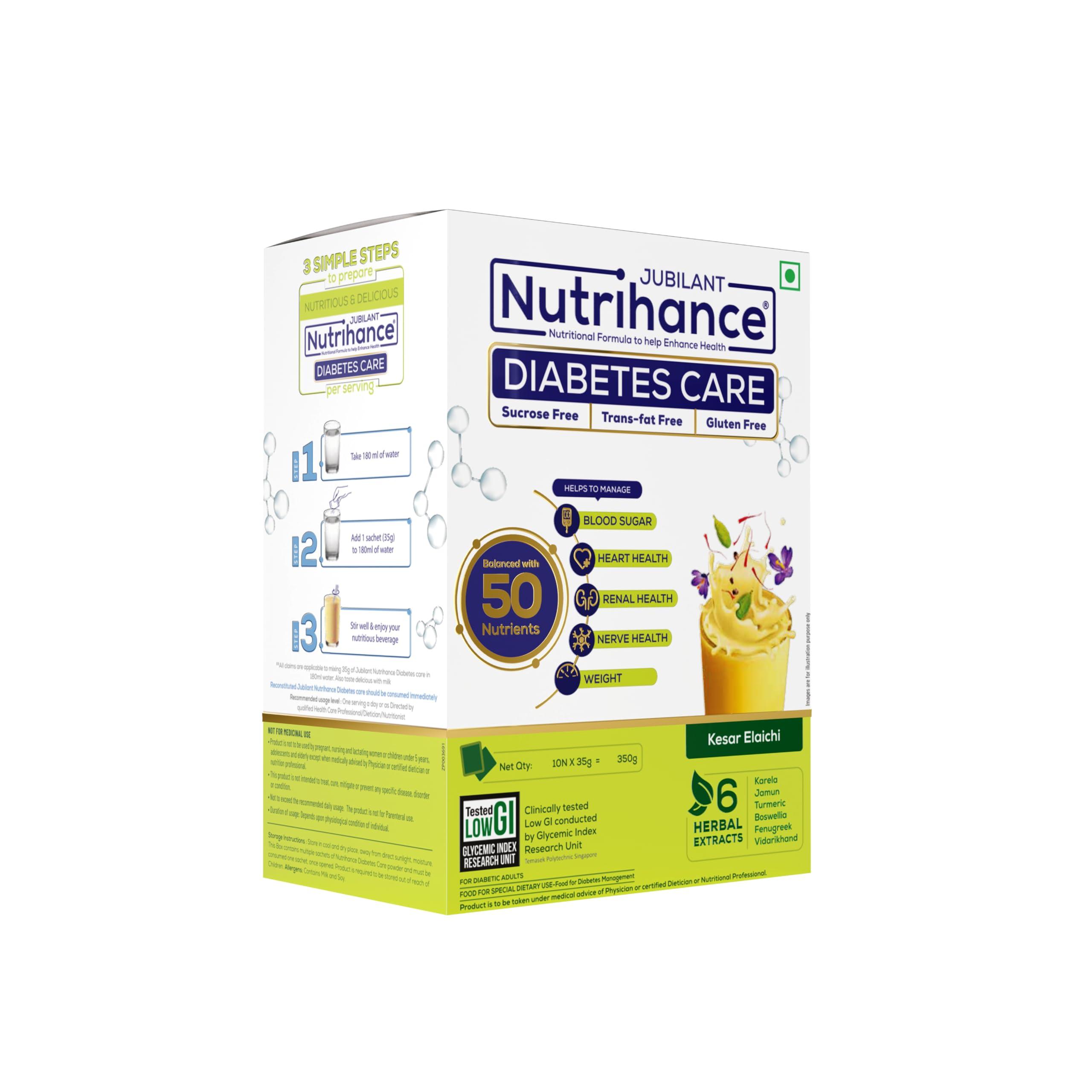 JUBILANT Nutrihance JUBILANT Nutrihance Diabetes Care Drink Kesar Elaichi And Mango Badam Flavored 350gm x pack of 2