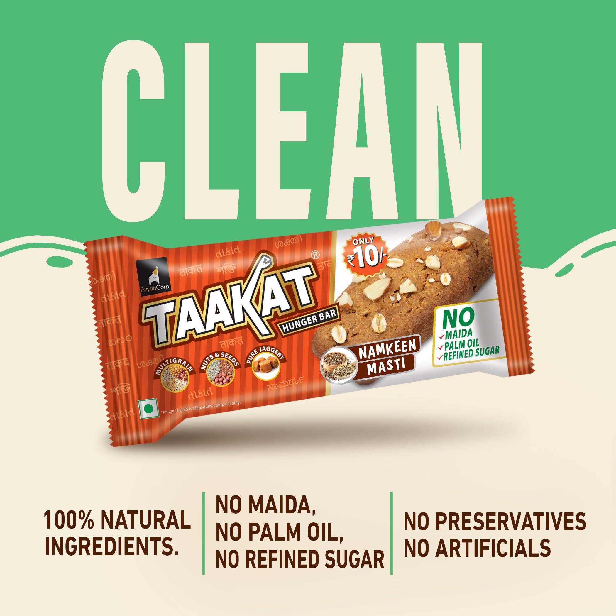 Taakat Hunger Bar Taakat Hunger Bar |Namkeen Masti - Pack of 20 bars | Multigrain | Nuts & Seeds | Pure Jaggery | 5g Protein | No Maida | No Palm Oil | No Refined Sugar | Baked & Crunchy