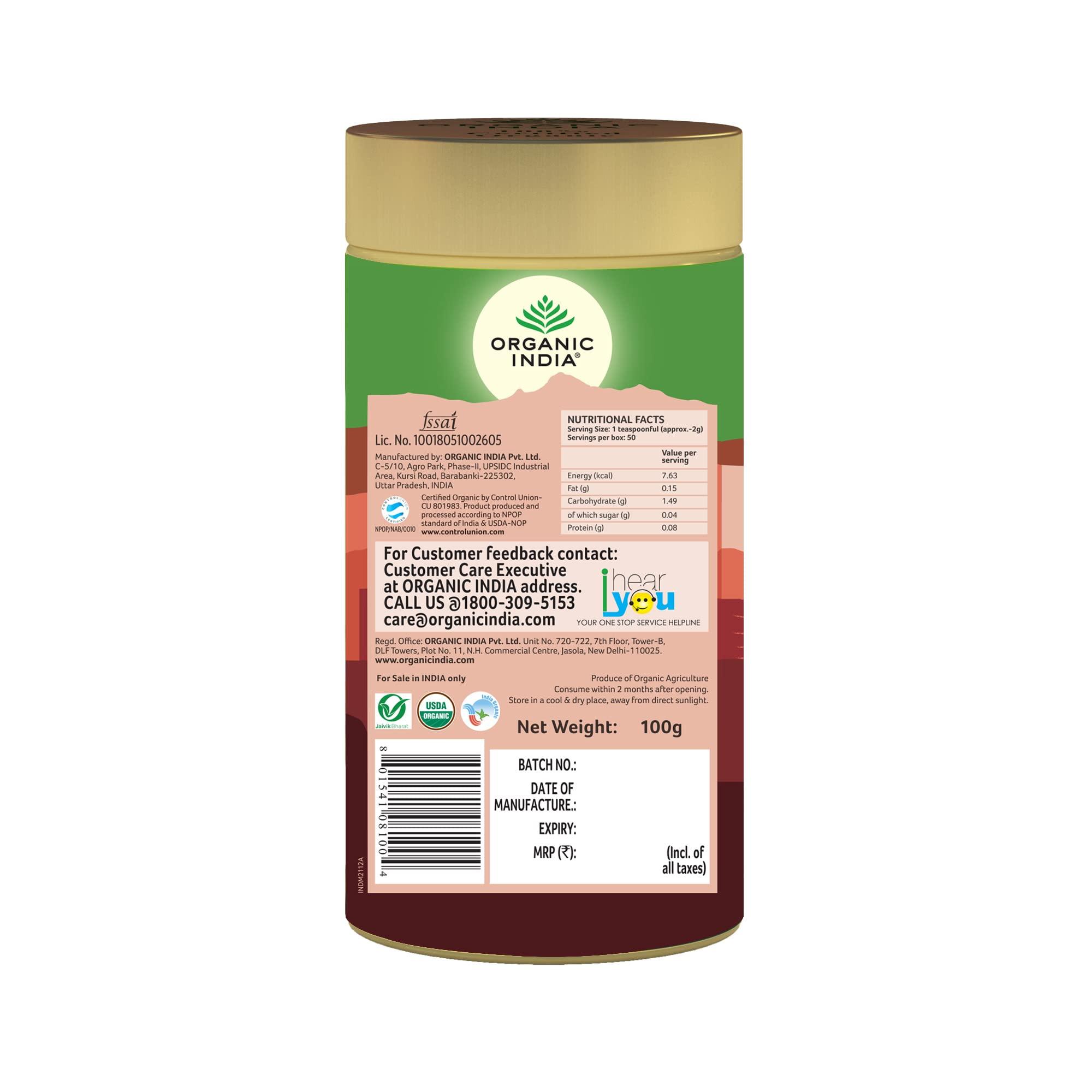 ORGANIC INDIA Organic India Tulsi Assam Masala Chai Powder, 100 Gm Tin