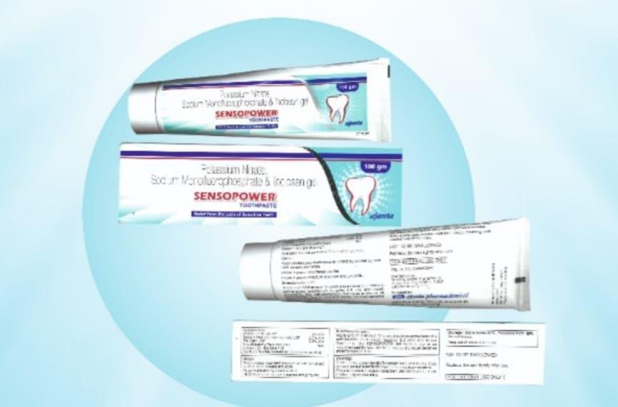 Generic Sensopower Toothpaste Potassium Nitrate Sodium Monofluorophosphate & Triclosan 100 gram gel. Relief from the Pain of Sensitive Teeth
