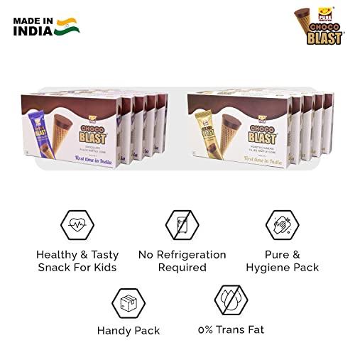 Pure Temptation Pure Temptation ChocoBlast Premium Delicious Chocolate Flavoured Choco Fills Waffle Cones - Chocolate Gift Box - Pack of 10 (Chocolate Pack of 5 + Almond Pack of 5) (Each Box Contains 6 Pcs)