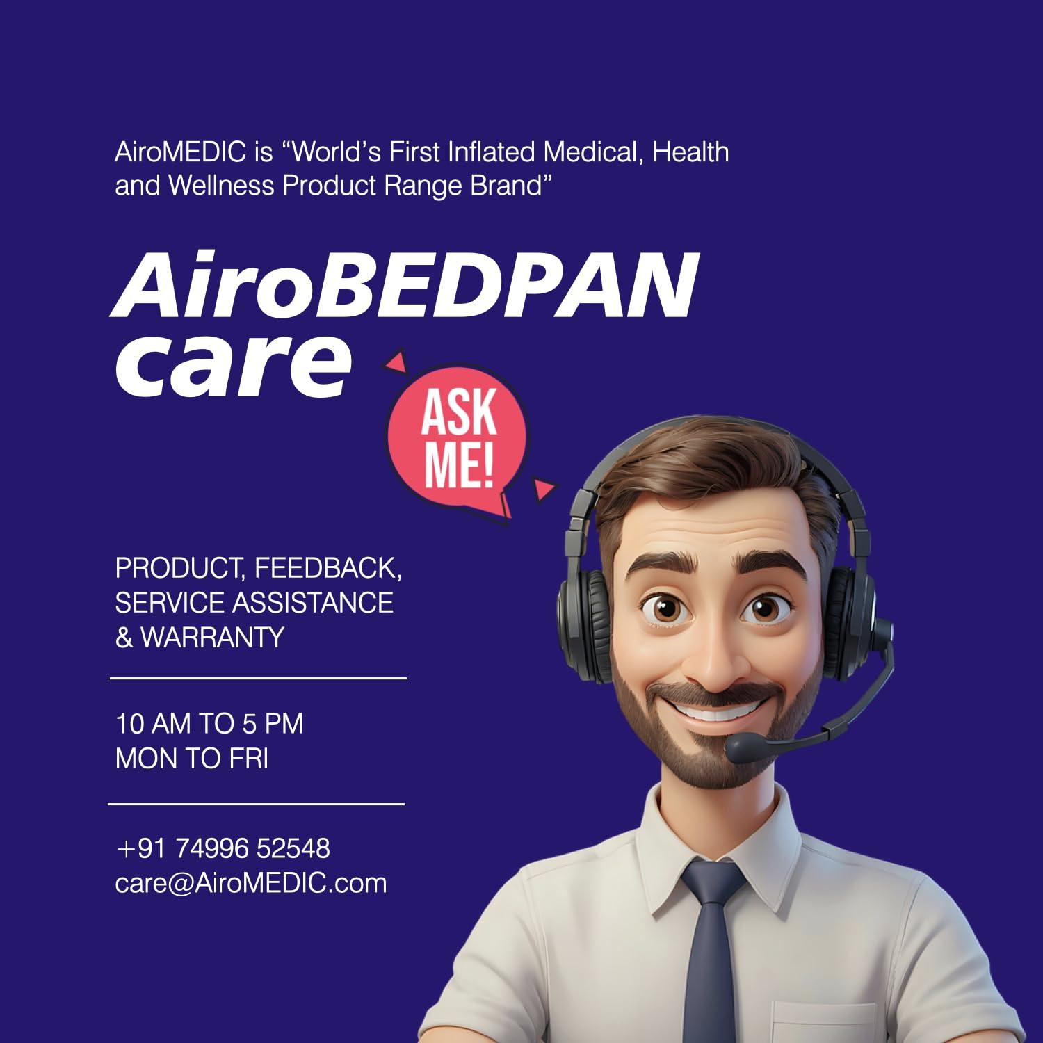 AiroMEDIC AiroMEDIC Portable Air Bedpan, Inflatable Cushions Potty for Home Hospital Elderly Bedridden, Washable Air Inflation Bed Pans for Females, Inflatable Stool Toilet Nursing Toilet, Blue