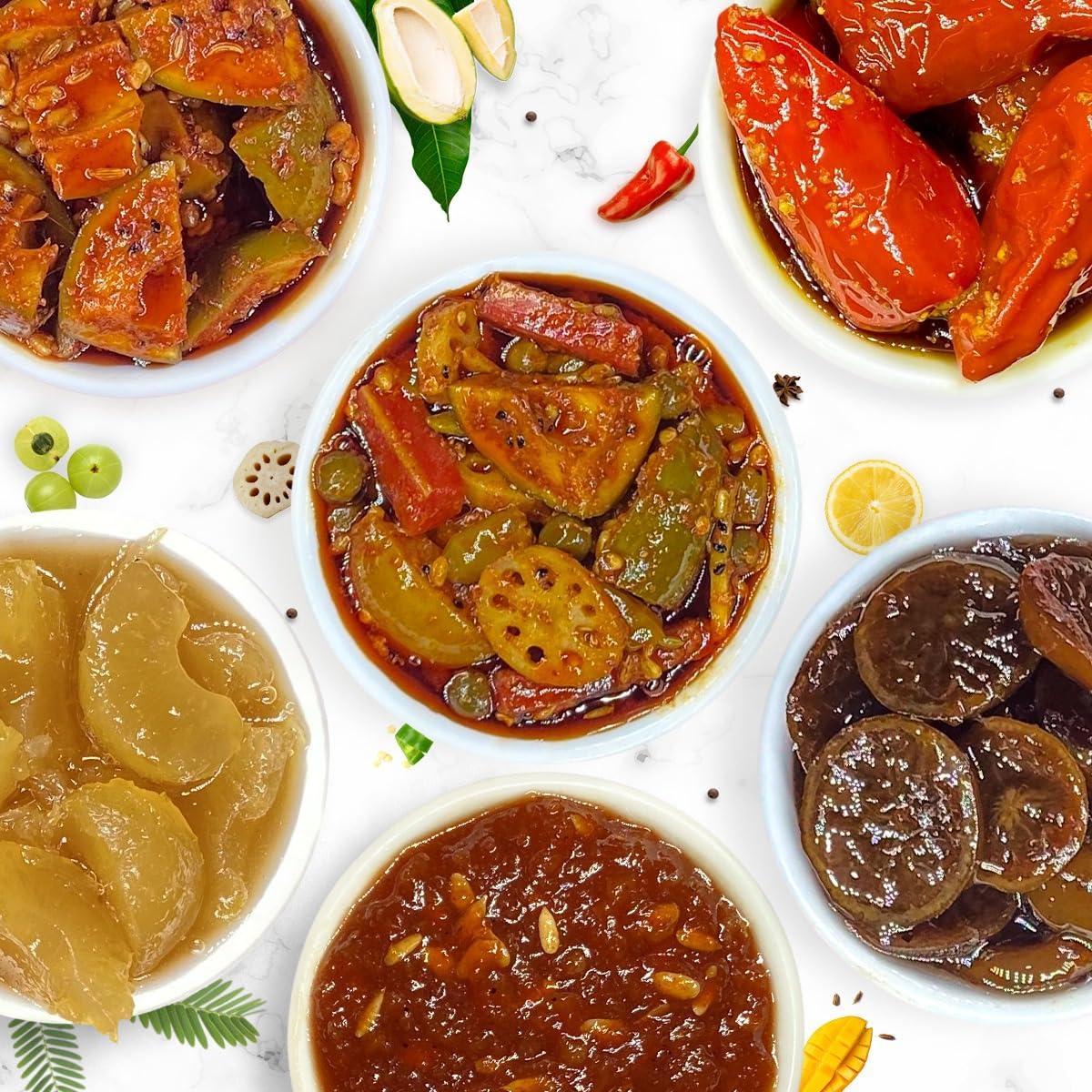 Add me Add Me 6 In1 Combo Pickle Mix Pickle 200Gm, Amla Murabba 200Gm, Mango Pickle 150Gm, Lemon Pickle 200Gm, Chilli Pickle 200Gm, Sweet Mango Jeera Chutney 200Gm