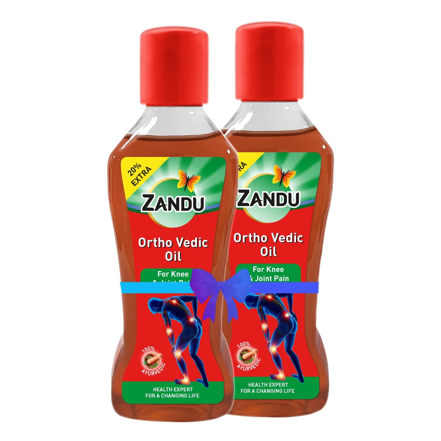 Zandu Zandu Ortho Vedic Oil, 120ml (Pack of 2), Ayurvedic Oil for Relief from Knee and Joint Pain,Muscle Pain, Osteoarthritis Visible Improvement in 7 days