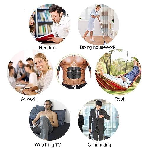 V R ENTERPRISE V R ENTERPRISE Wireless Abdominal & Muscle Exerciser | 6 Pack Abs Simulator with Rechargeable Battery | EMS Body Massager & Abs Trainer for Men & Women Black