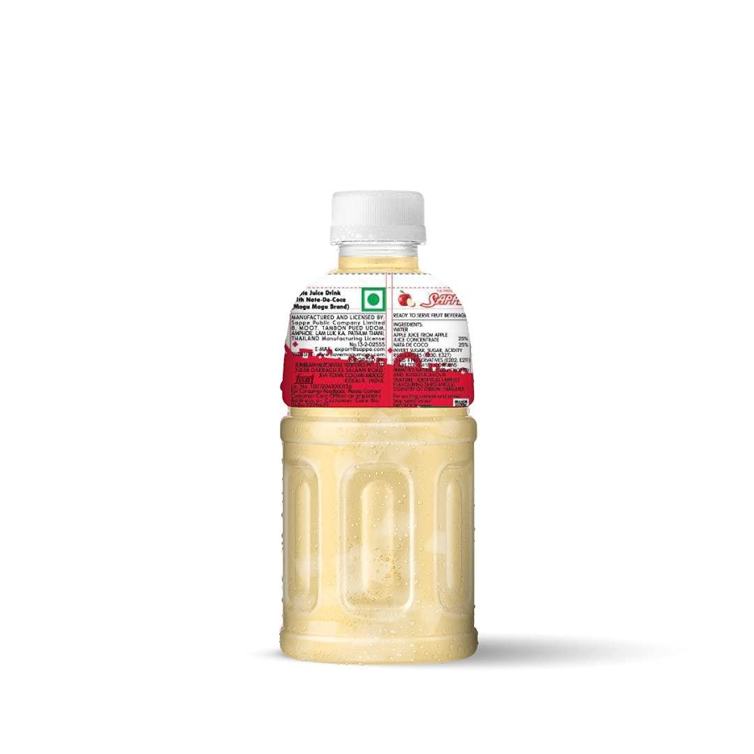 Mogu Mogu Mogu Mogu Apple Juice with 25% NATA De Coco | Energy Booster Drink | Full of Fruit Fibres | No Added Preservatives and Colours -300ml (Pack of 6)