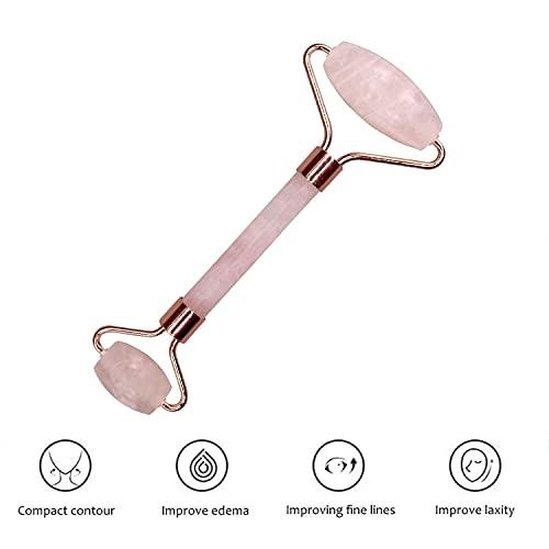 FITROOTS FITROOTS Facial Jade Roller Massage Tool Natural Himalayan Stone Face Massager Double Sided Toning Firming Face Neck Massage Tool (Pink) (FR-1)