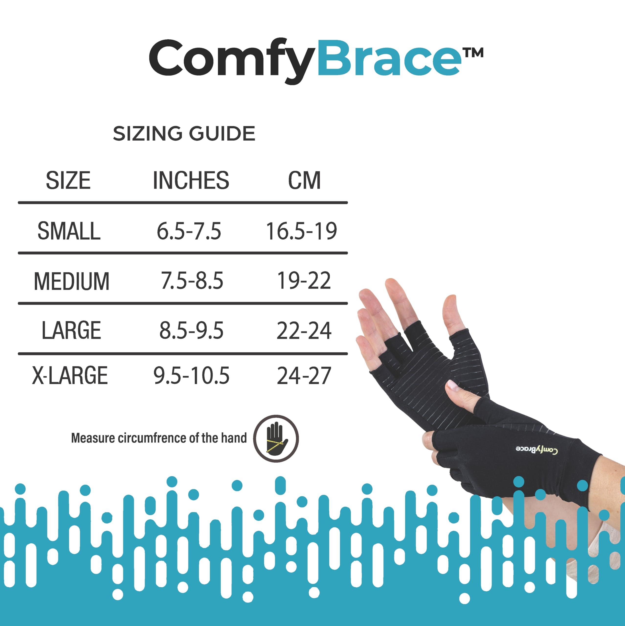 ComfyBrace ComfyBrace Copper Infused Compression Arthritis Gloves for Hand & Finger Relief from pain/swelling caused by Rheumatoid, Black, Small (1 Pair)