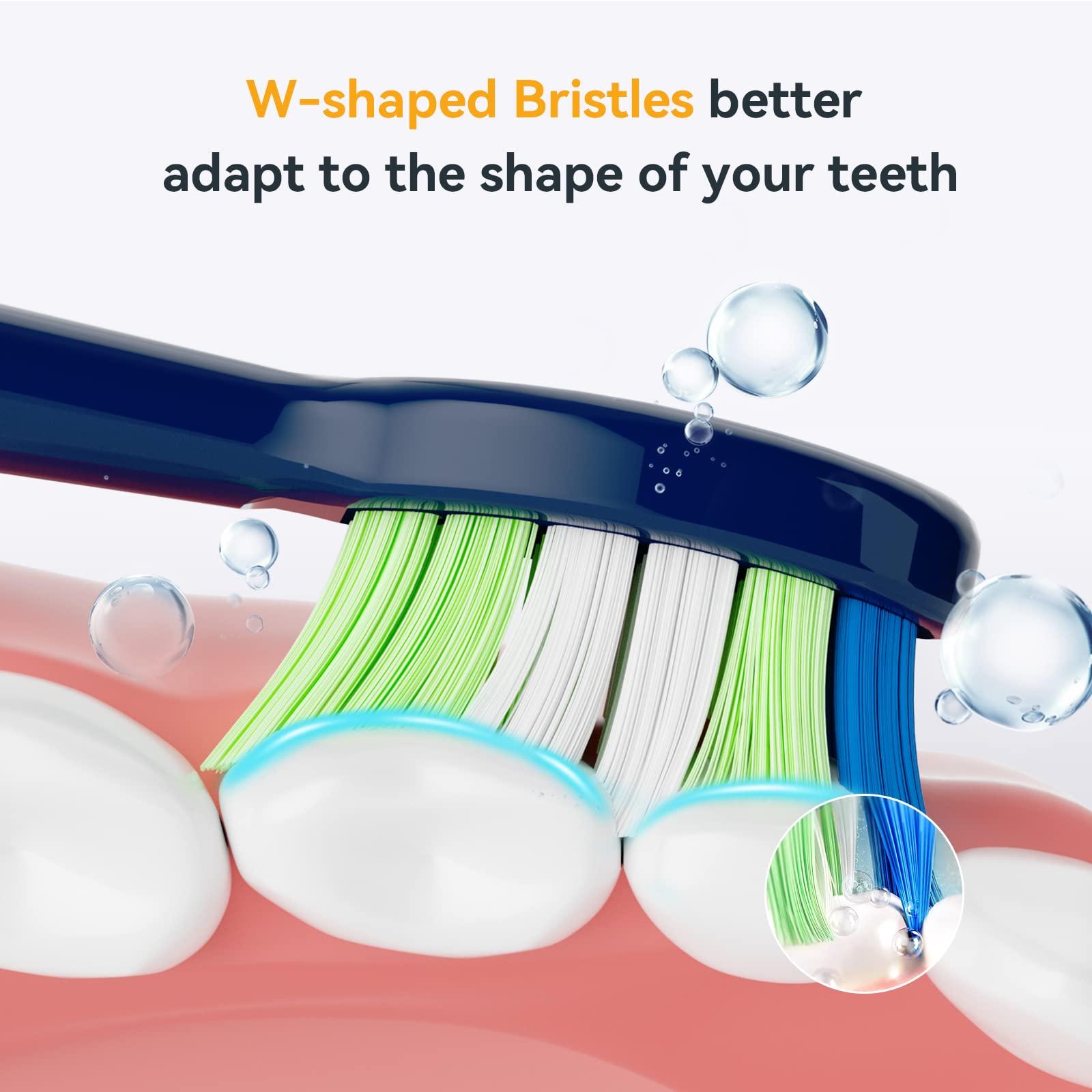 JTF JTF Electric Toothbrush Replacement Brush Heads Compatible with P200 Sonic Toothbrush, Medium Soft Bristles (3 Pack-Blue)