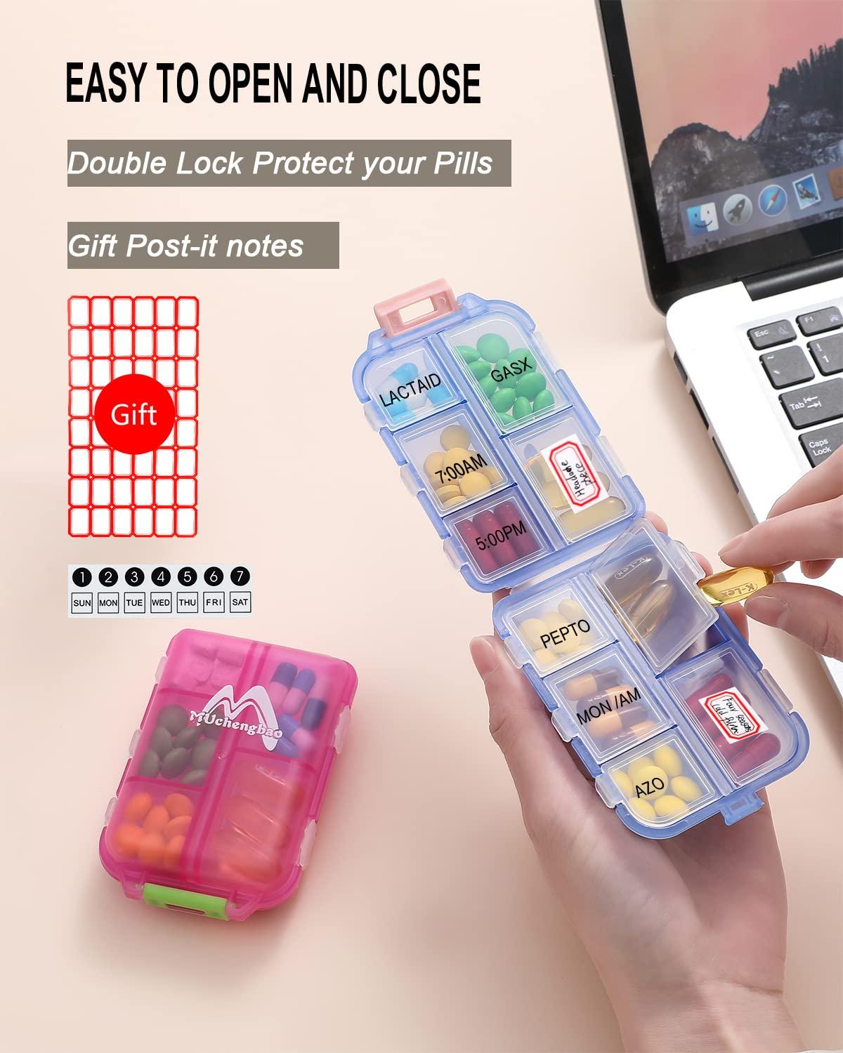 M MUCHENGBAO 4 Pack Pill Case Portable Small Weekly Travel Pill Organizer Portable Pocket Pill Box Dispenser for Purse Vitamin Fish Oil Compartments Container Medicine Box by Muchengbao