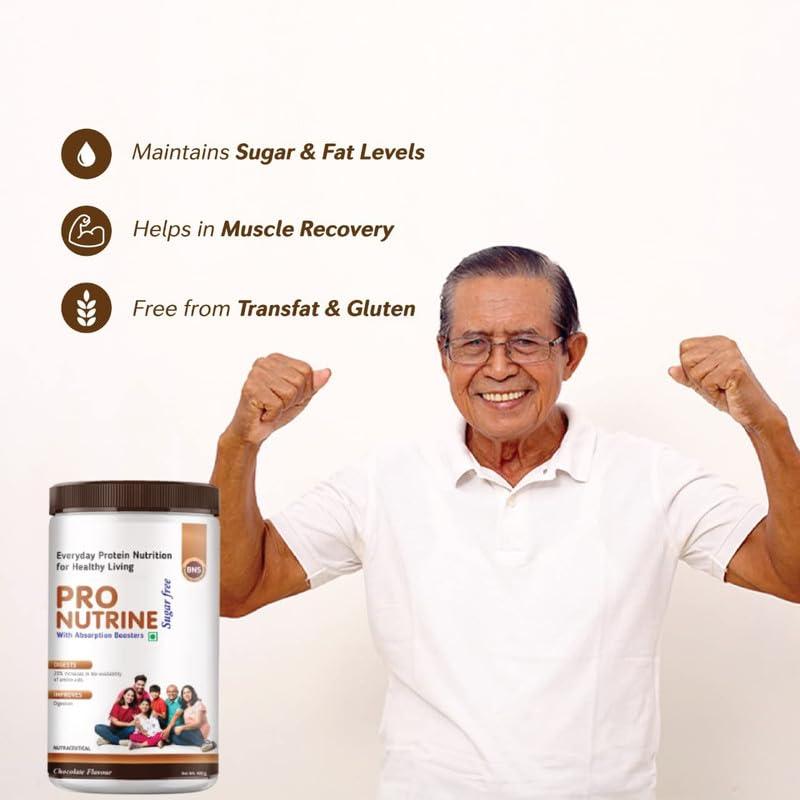 PRO NUTRINE PRO NUTRINE Chocolate Protein Powder for Family | Helps in Improve Muscle Growth, Digestion | Zero Refined Sugar | Energy Booster for Family | Premium Supplement Whey Protein - 600g
