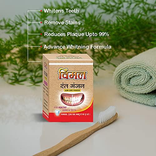 Kisra Kisra Vimal Teeth Whitening Powder - Enamel Safe & Fresh Breath, Teeth Whitener - Suitable for Sensitive Teeth - Mint Flavor 25gm (Pack Of 6)