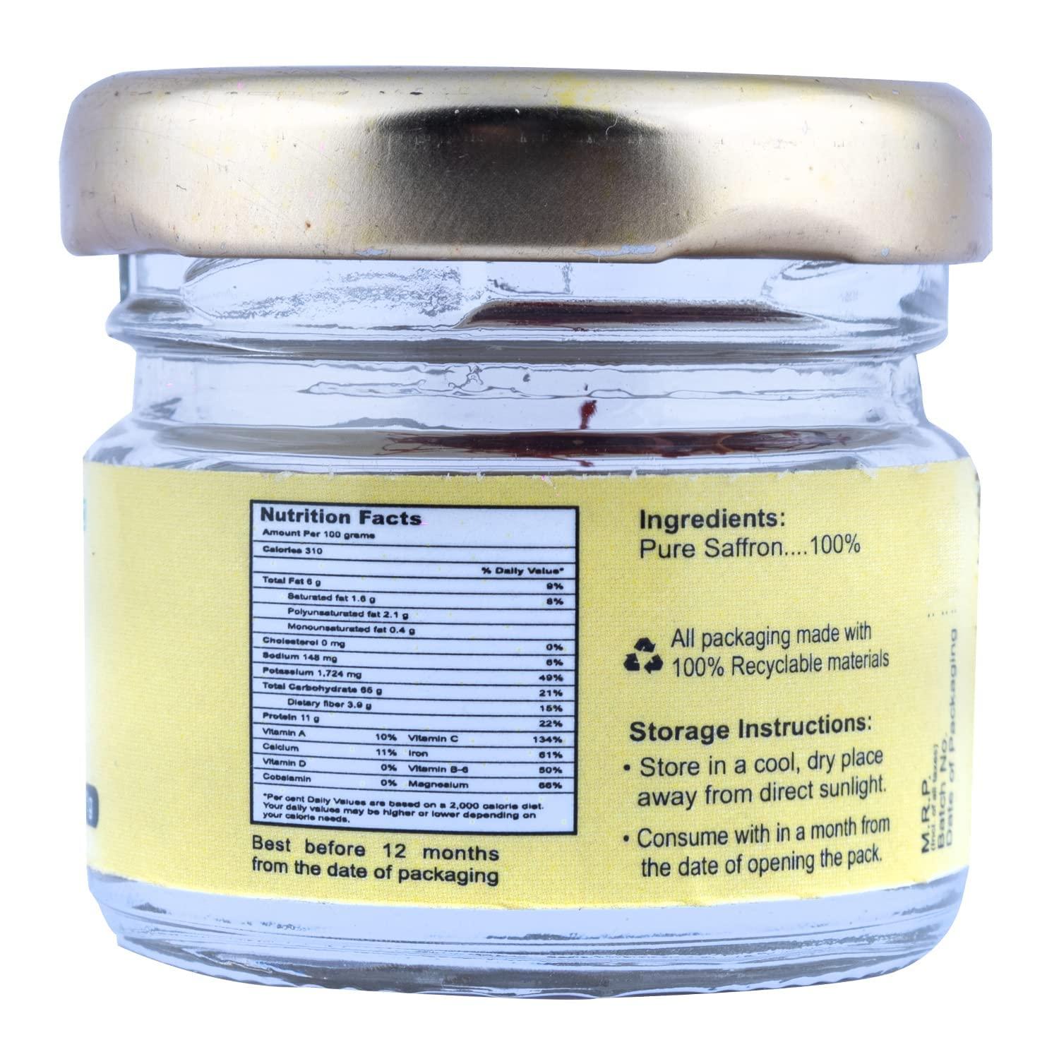 Organic Diet - Natural is Always Better Organic Diet Fresh & Pure Organic Saffron (Kesar | Zafran) Whole Rich Nutritious & Delicious, Good for Pregnant Women, 1 gm (Pack of 1)