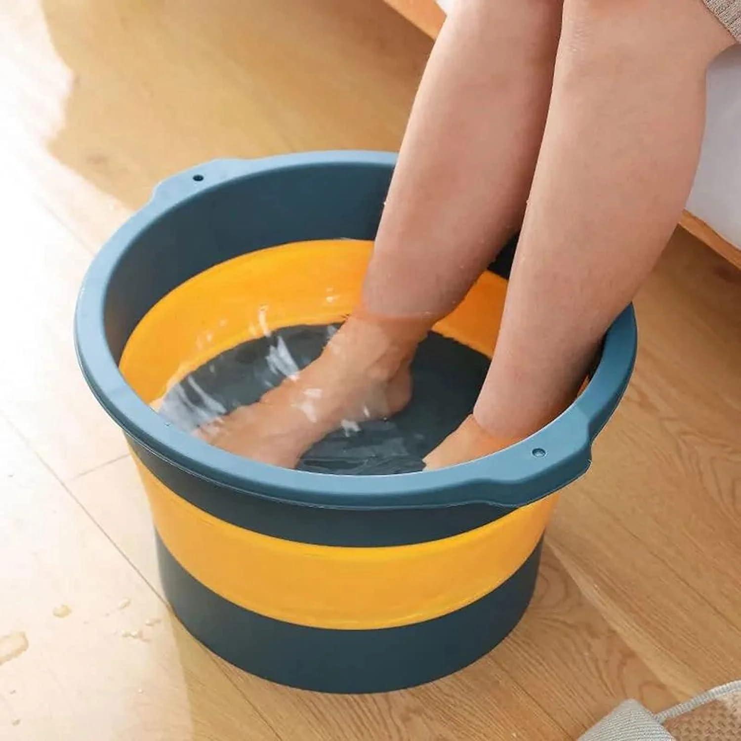 Clefairy Clefairy Foldable Footbath Pail Massage Soak Bucket Household Easy Storage Basin/Folding Foot Bath Spa Massage/Basin Foot Bucket/Large Foot Soaking Tub for Soaking Foot,Toe Nails, and Ankles,Pedicure