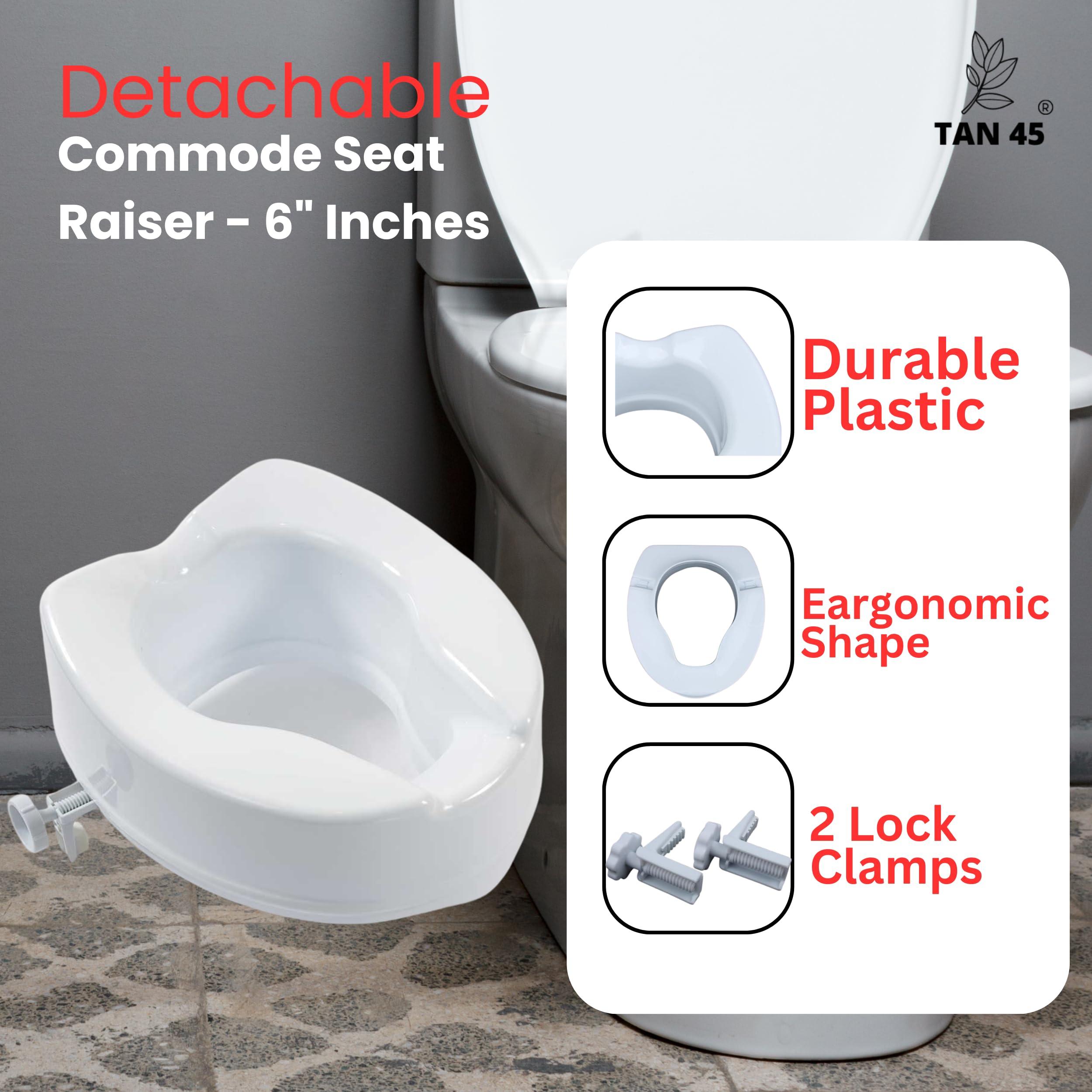 TAN45 Tan45 Raised Toilet Seat for Senior Citizens | Commode Raiser, Standard Seat,White, Lightweight and Portable Westren Seat Lifter, Bathroom Seat 6\" Inch