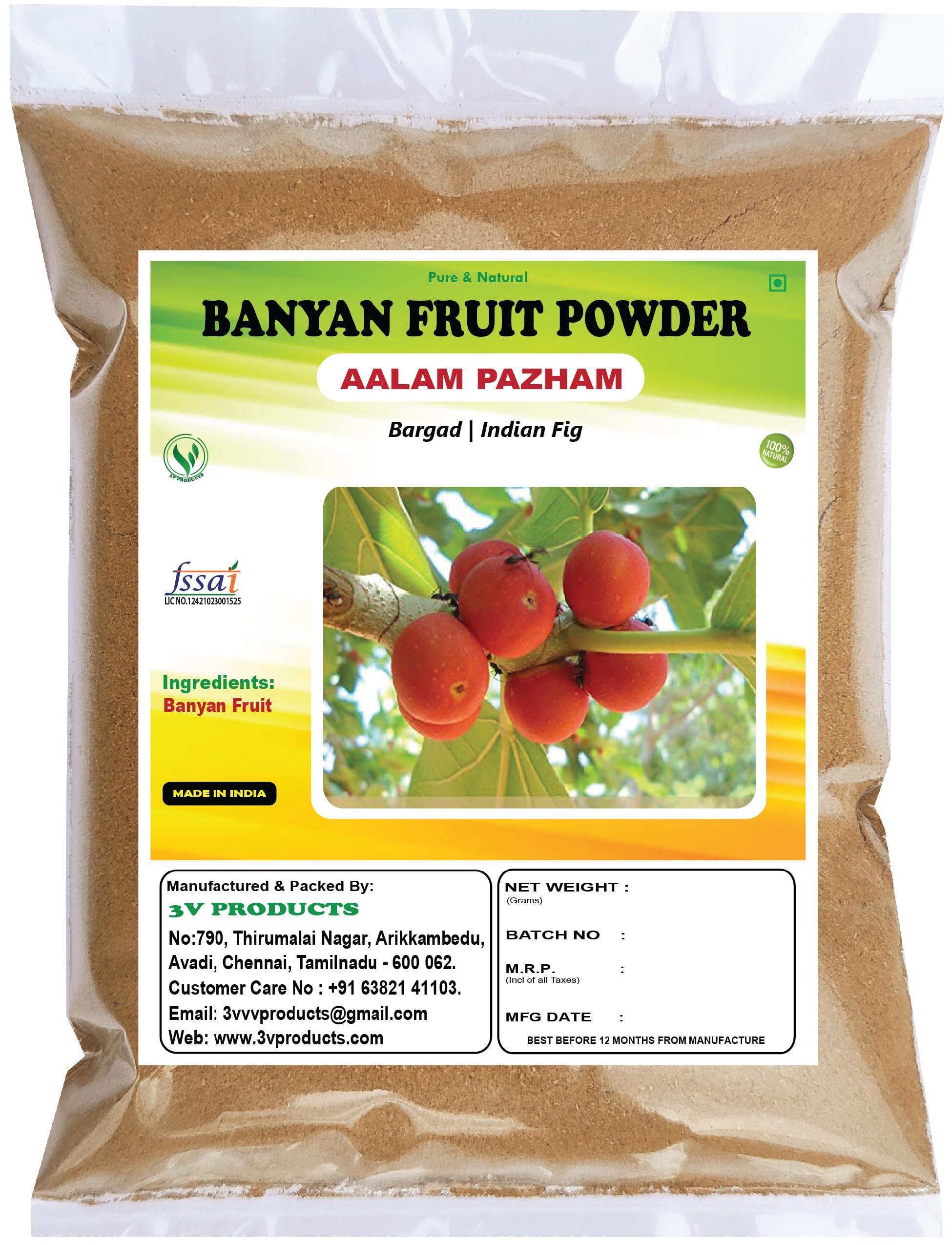 3V PRODUCTS 3V PRODUCTS Banyan Fruit Powder 400g | Aalam Pazham Powder | Bargad | Indian Fig | Marri Udala Powder (Pack of 4x100g)