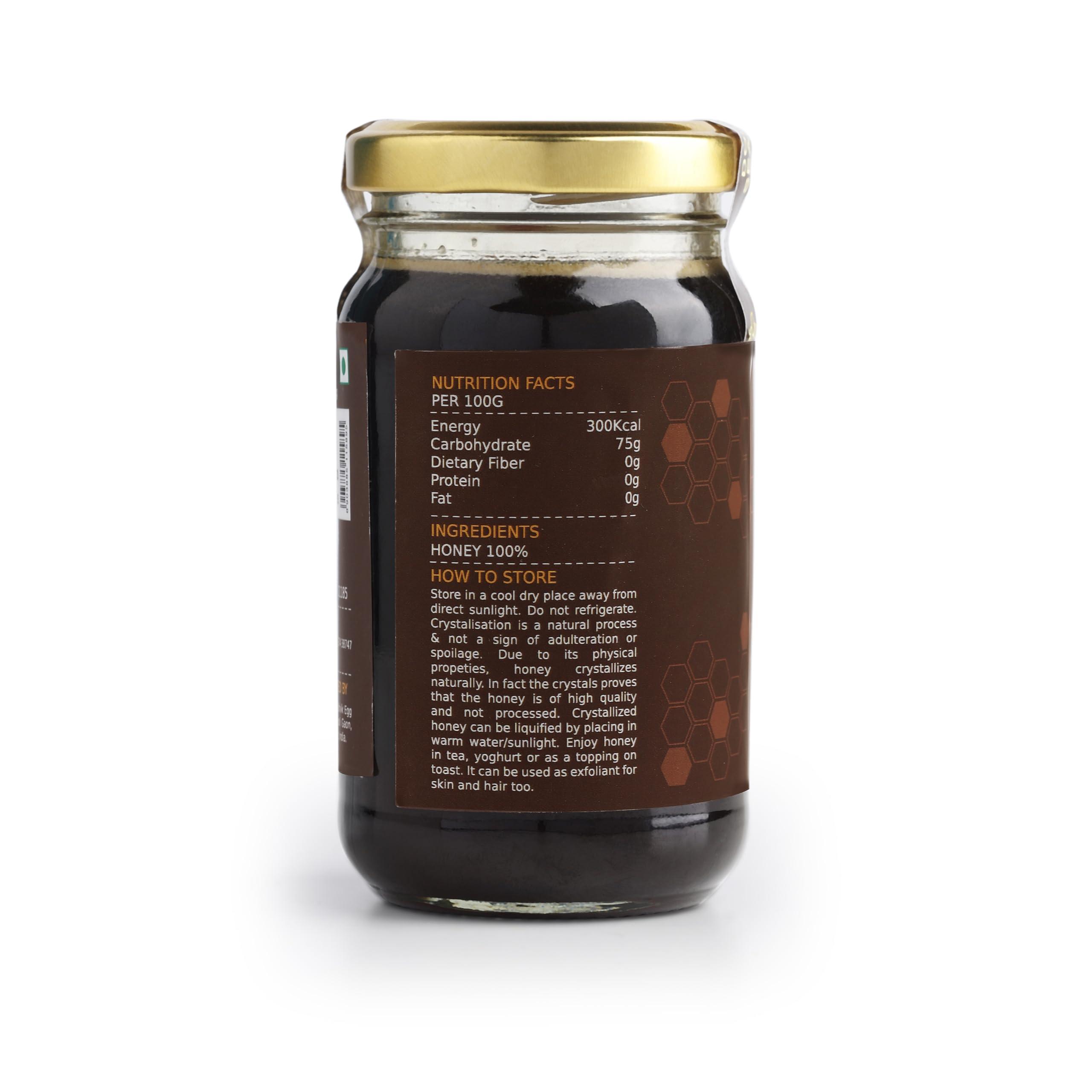 Hozze Hozze Raw Honey - 100% Pure Honey, Natural Honey, Zero Adulteration, No Additive, No Preservative, No Thickness, No Artificial Colour & Flavour - 250 Gram (Pack of 1)