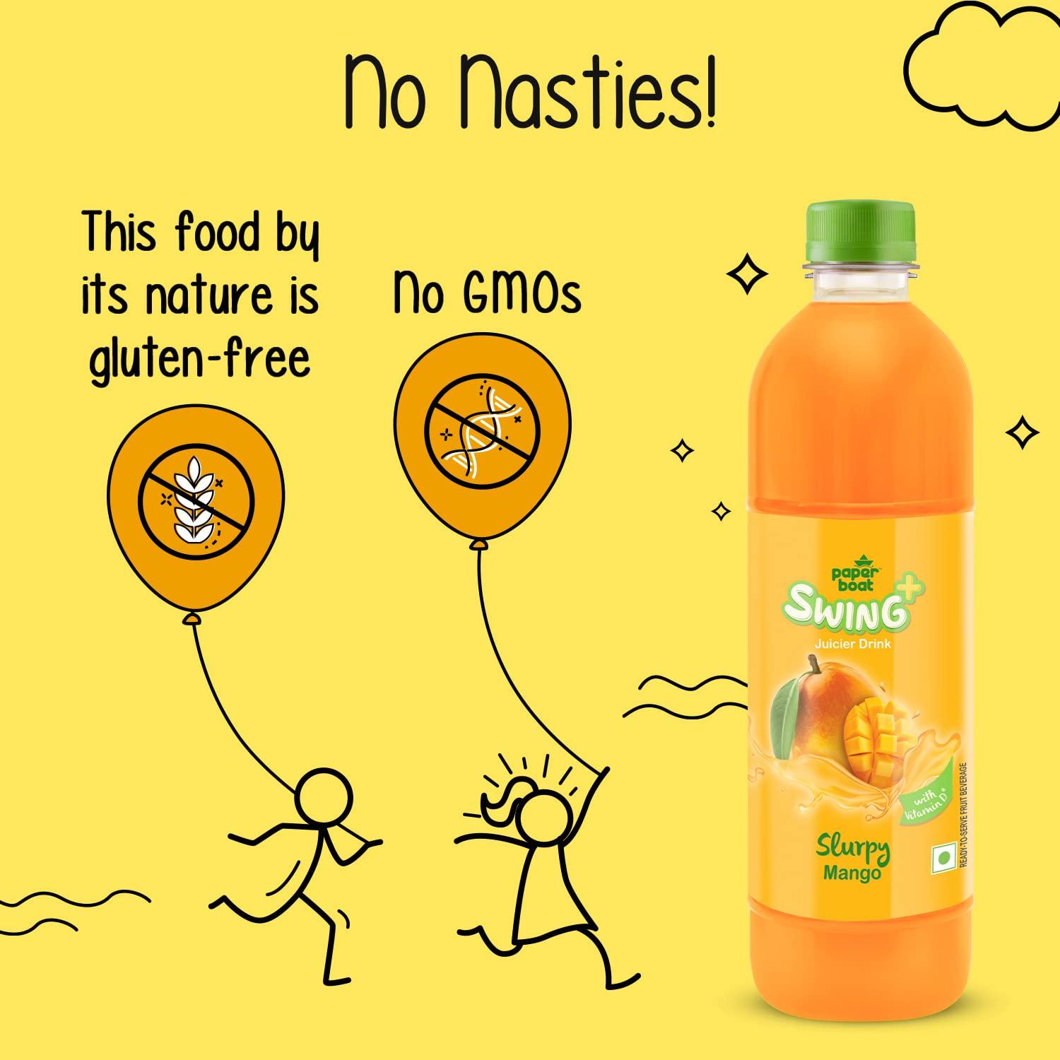 Paper Boat Paperboat Swing Slurpy Mango Juice with Vitamin D, 600 ml Each - Pack of 6