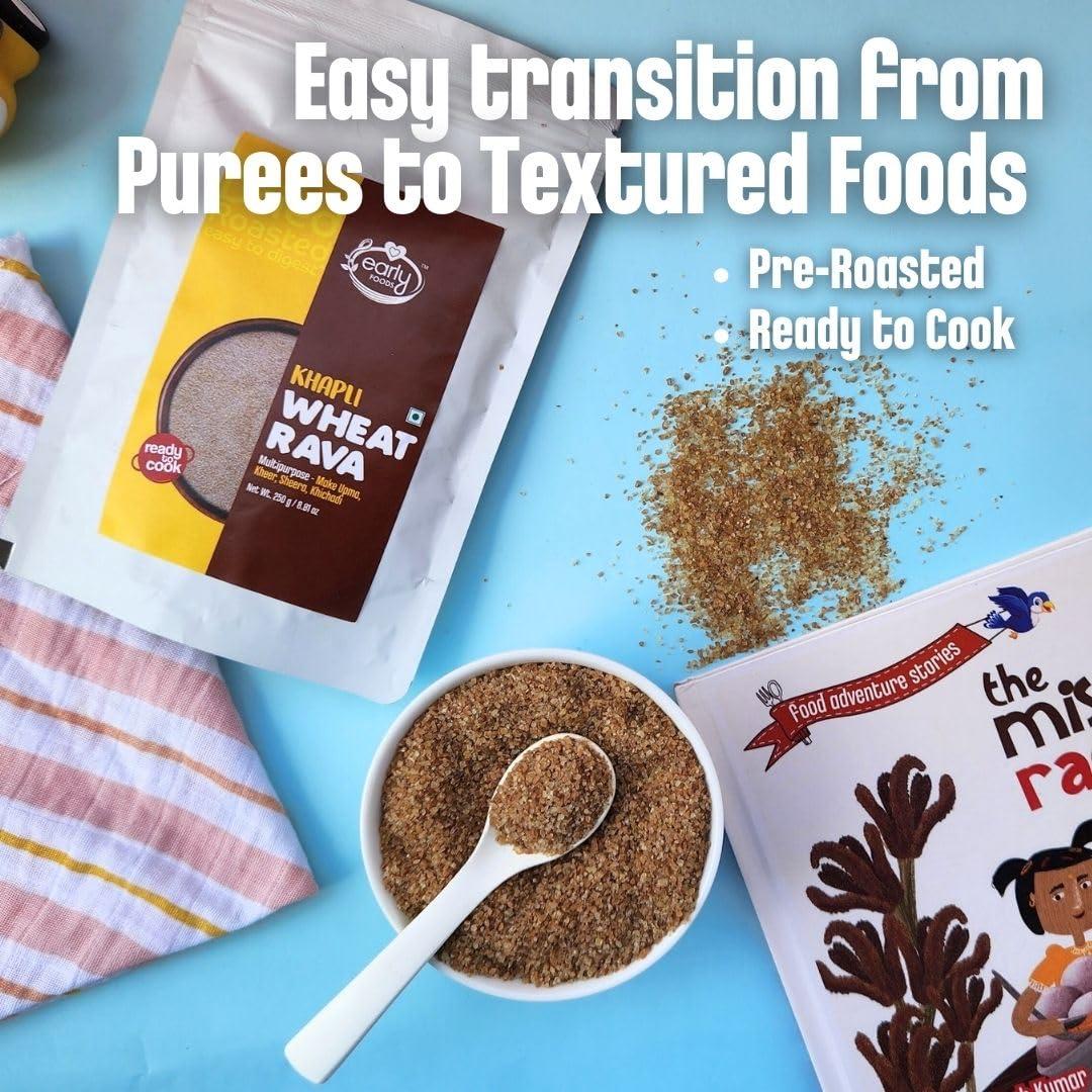 Early Foods Early Foods : Assorted Pack of 2 - Little Millet & Khapli Wheat Rava | Ready-to-Cook Millet Rava | Instant Breakfast Mix | Instant Millet Sooji | Roasted Millet Rava | Millet Idli Rava |