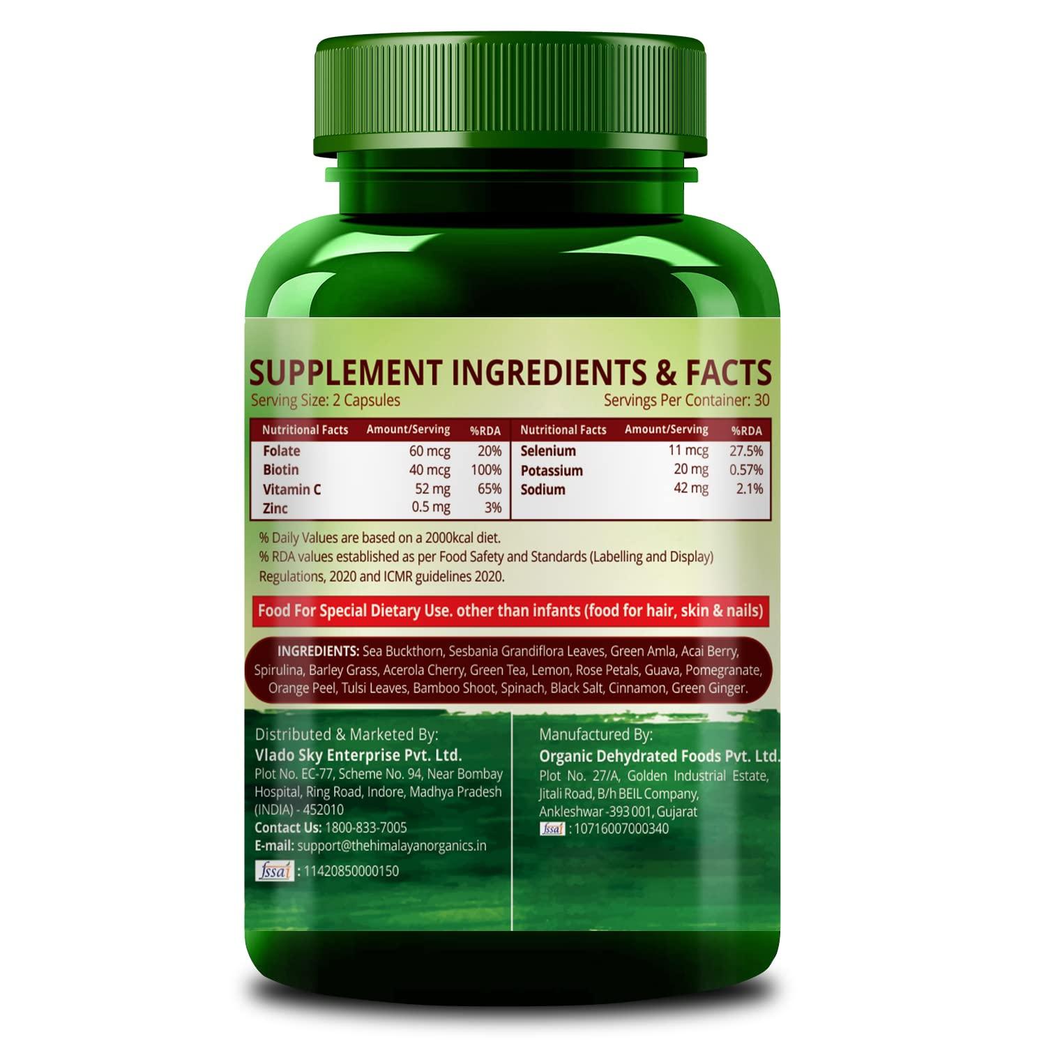 HIMALAYAN ORGANICS Himalayan Organics Plant Based Collagen Builder for Hair and Skin with Biotin and Vitamin C - 60 Veg Capsules