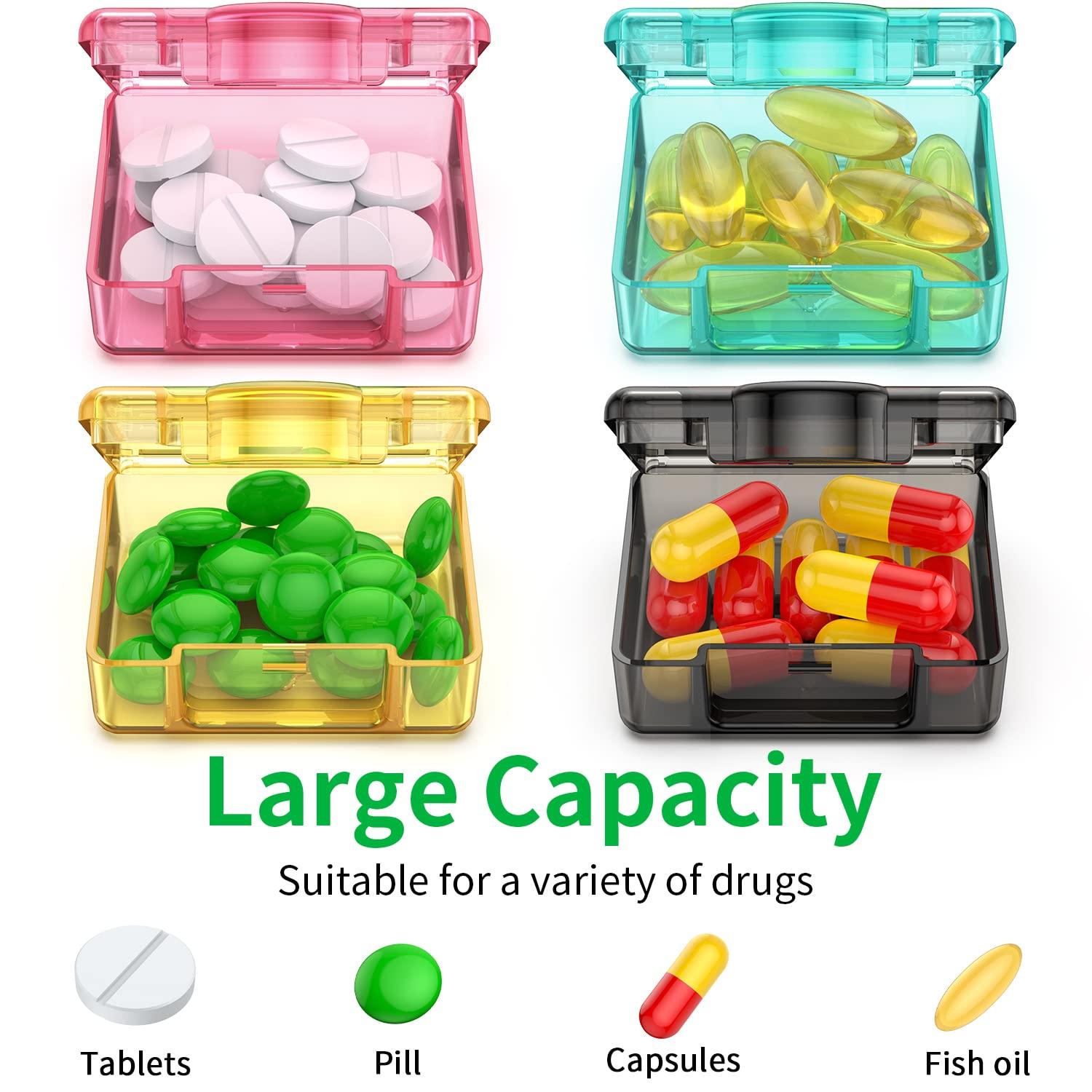 TecQach TecQach 4-Compartment Portable Travel Pill Case, Multicolour, 4 Pack