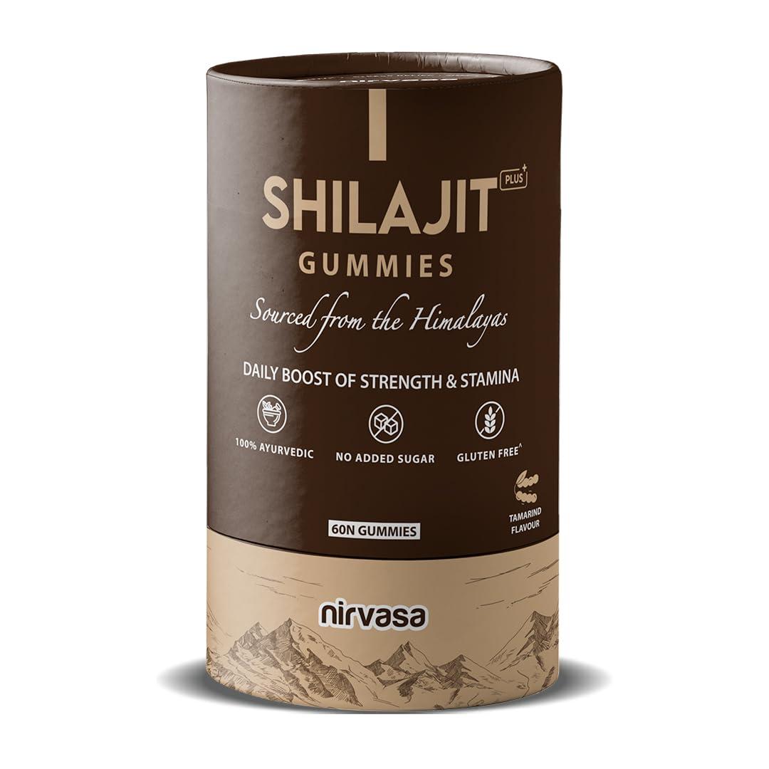 Nirvasa Nirvasa Shilajit Plus Gummies | Original Shilajit To Improve Strength, Stamina & Endurance | Tamarind Flavour | 60 Shilajit Gummies (Pack of 1)