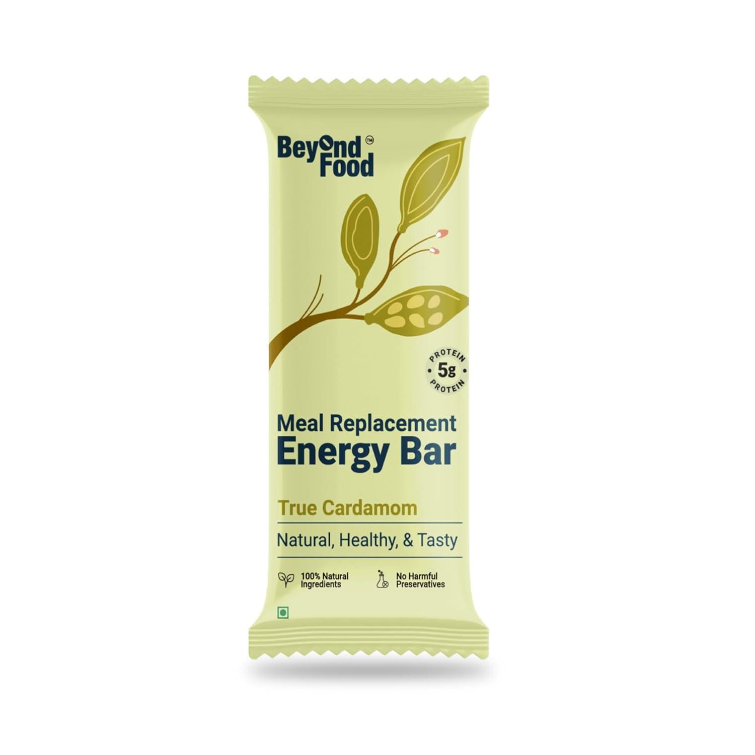 Beyond Food Beyond Food Meal Replacement Bars (Pack of 9, 220 Kcal Each) | 5g Rich Protein | No Added Sugar | Made with Dates, Nuts, Seeds & Dry Fruits | Healthy Snacks for Energy & Fitness | True Cardaman Box