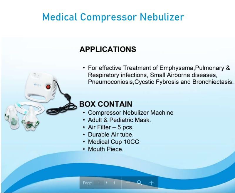 briteway BRITEWAY JUSTWELL Ultra Compact Nebulizer Machine for Adults and Kids with complete mask kit, Low Noise Compressor for Home Use and Asthma Inhalation, White