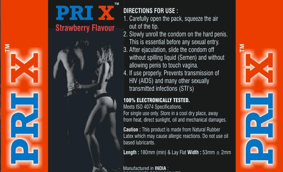 PRI X PRI X Premium Dotted Condoms Strawberry Flavour 60 Pcs