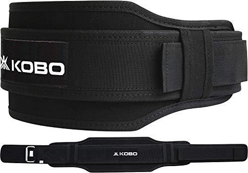 Kobo Kobo WTA-03 Power Cotton Gym Support (Black) & WTB-13 Neoprene Weight Lifting Gym Belt 5.5" Wide for Dead Lift, Squats, Power Lifting and Weightlifting Back Support (Black), Small